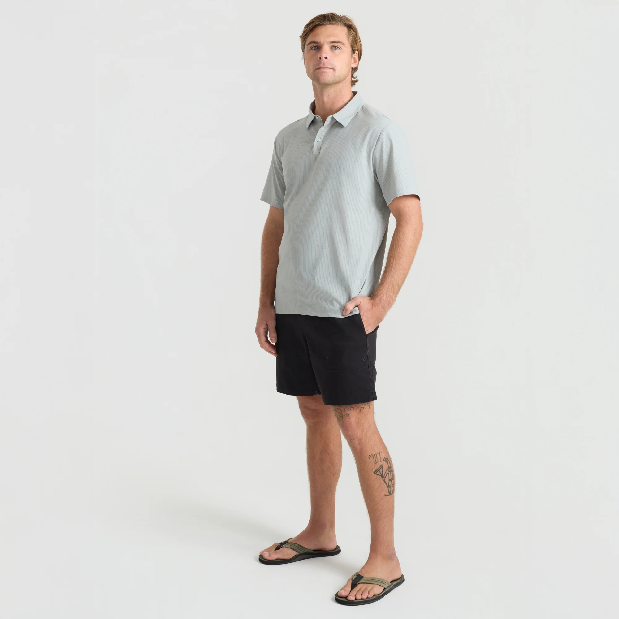 Bless Up Breathable Stretch Polo Shirt - Grey - Image 5