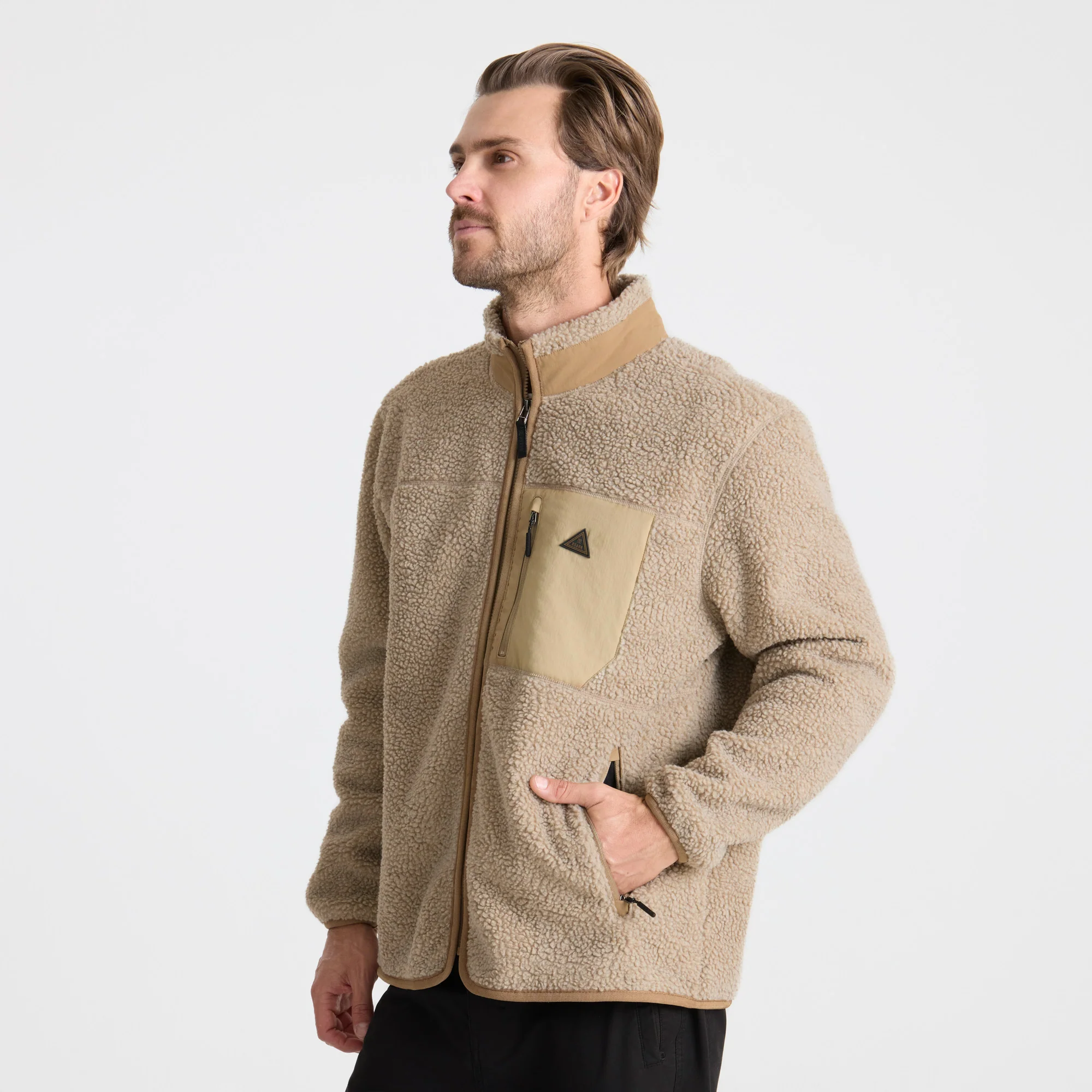 Campover Fleece Zip Jacket - Khaki - Image 5