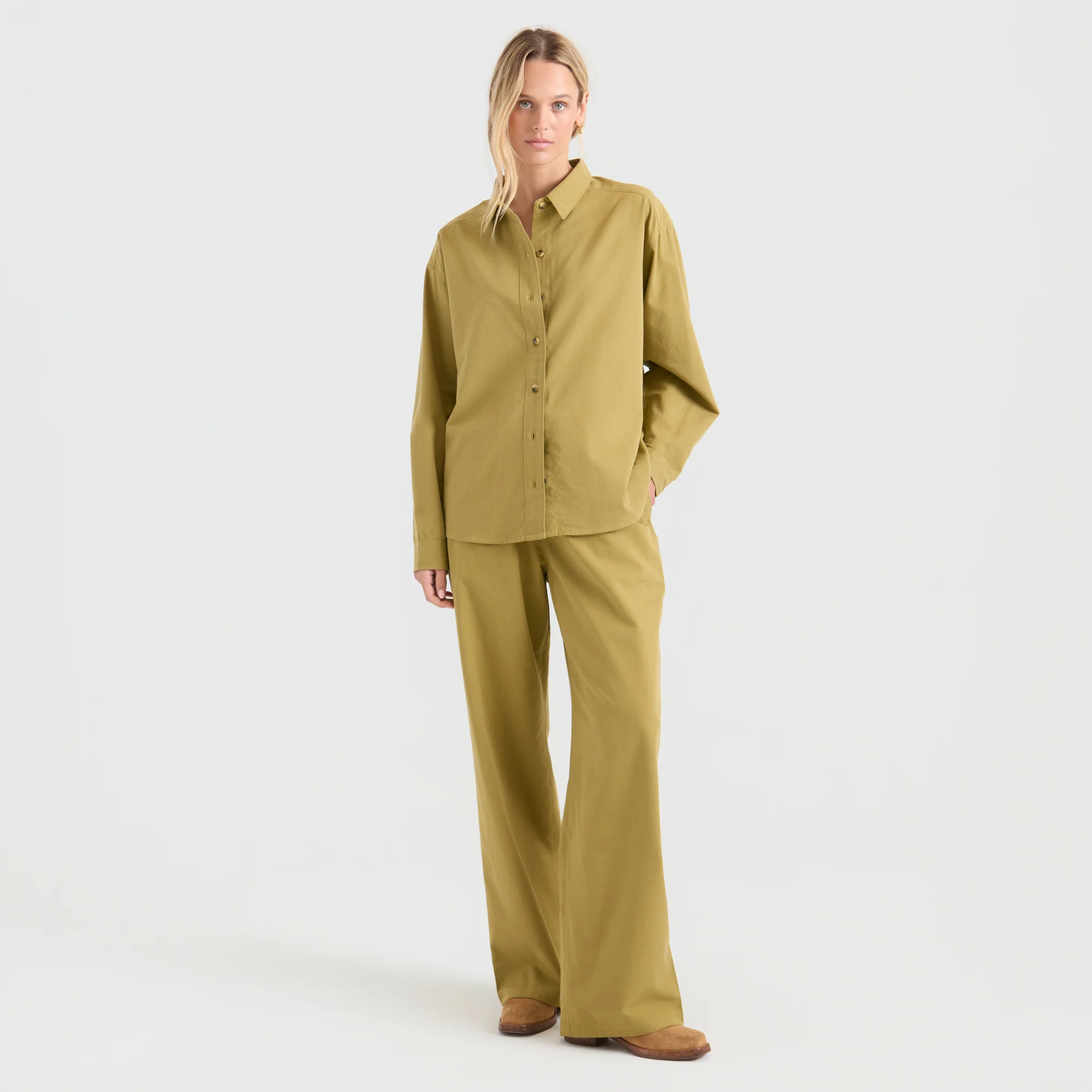 Costa Button Up Shirt - Dusty Olive