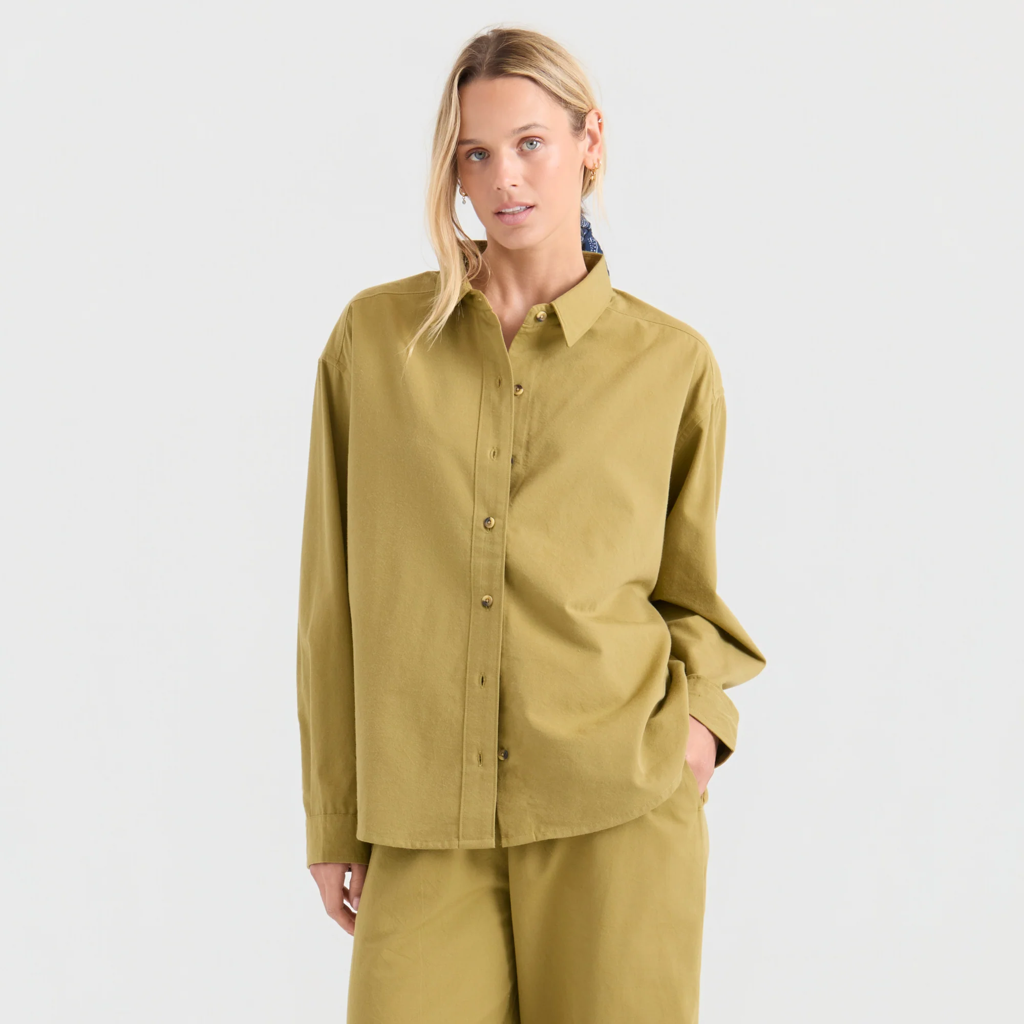 Costa Button Up Shirt - Dusty Olive - Image 2