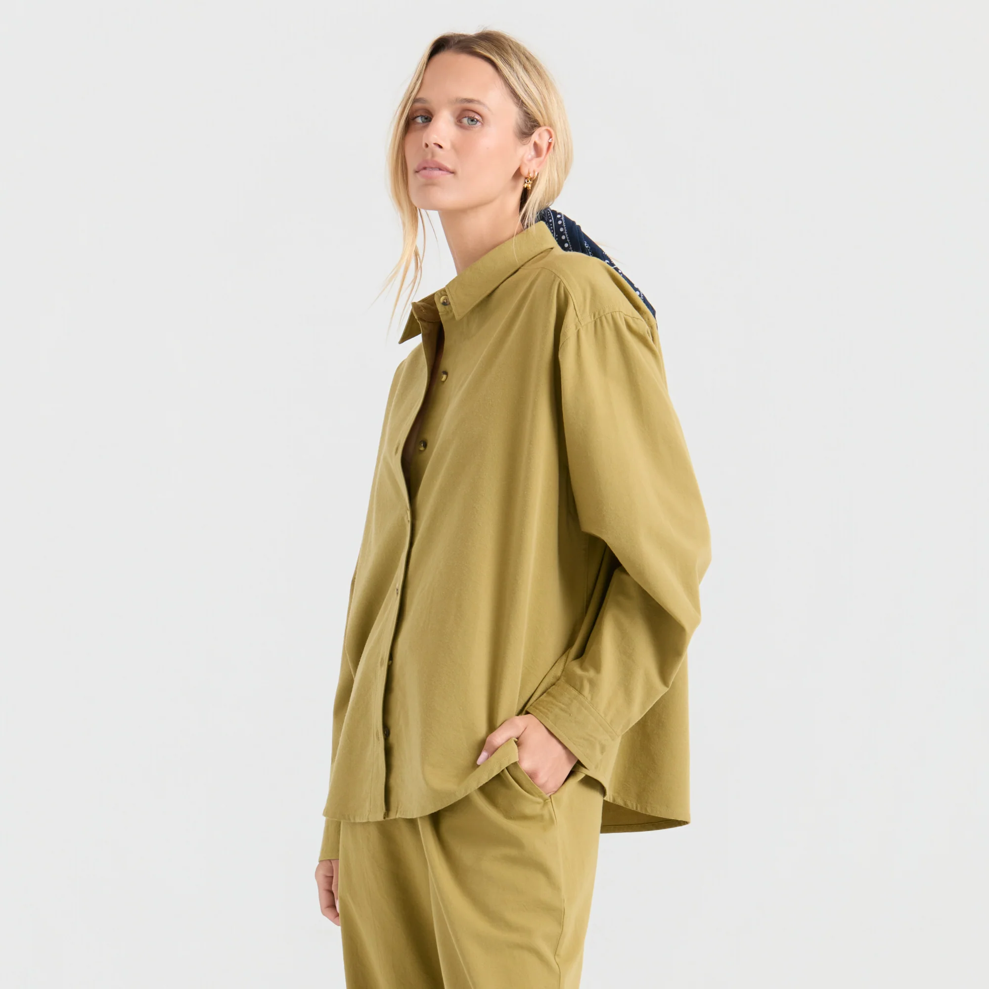 Costa Button Up Shirt - Dusty Olive - Image 4