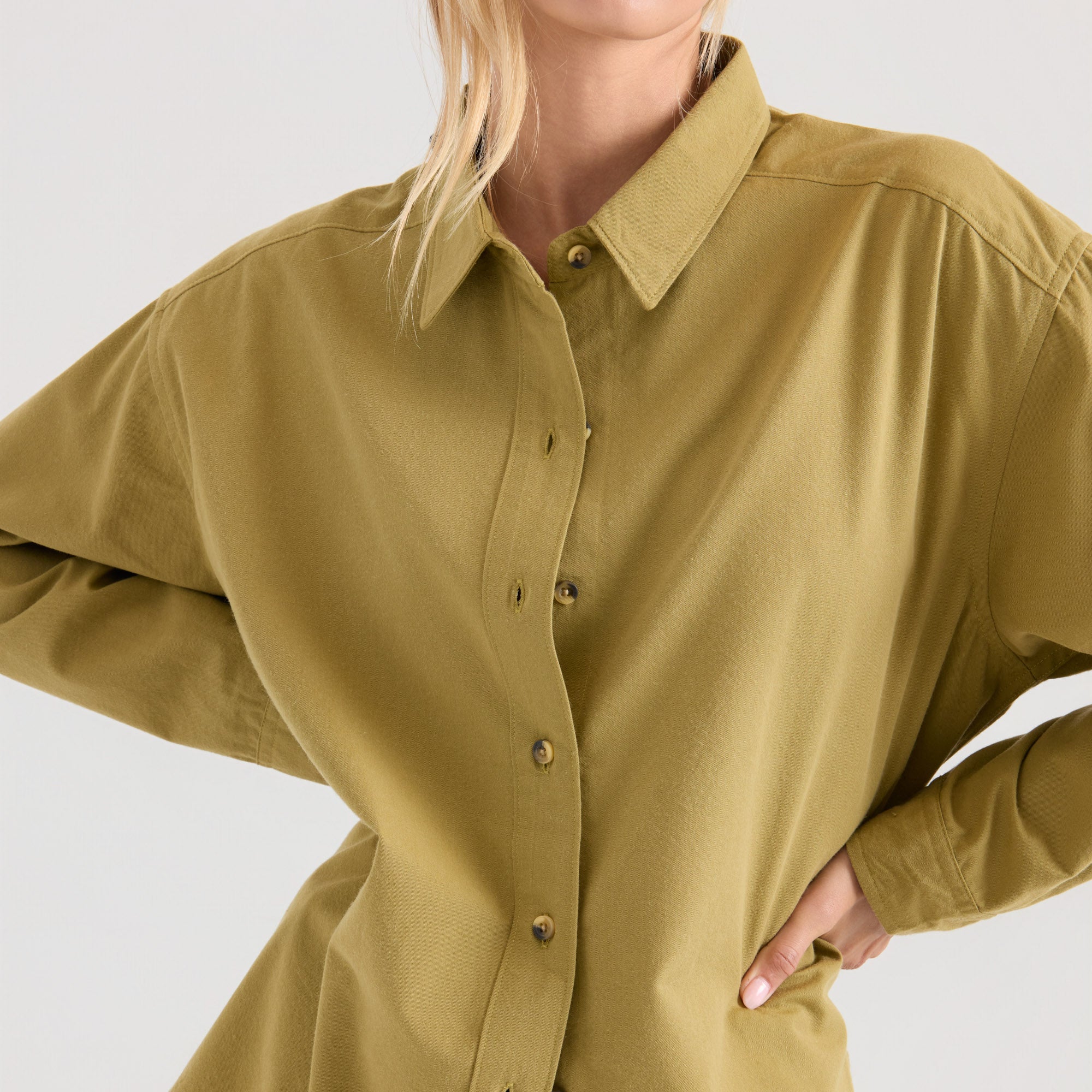 Costa Button Up Shirt - Dusty Olive - Image 5