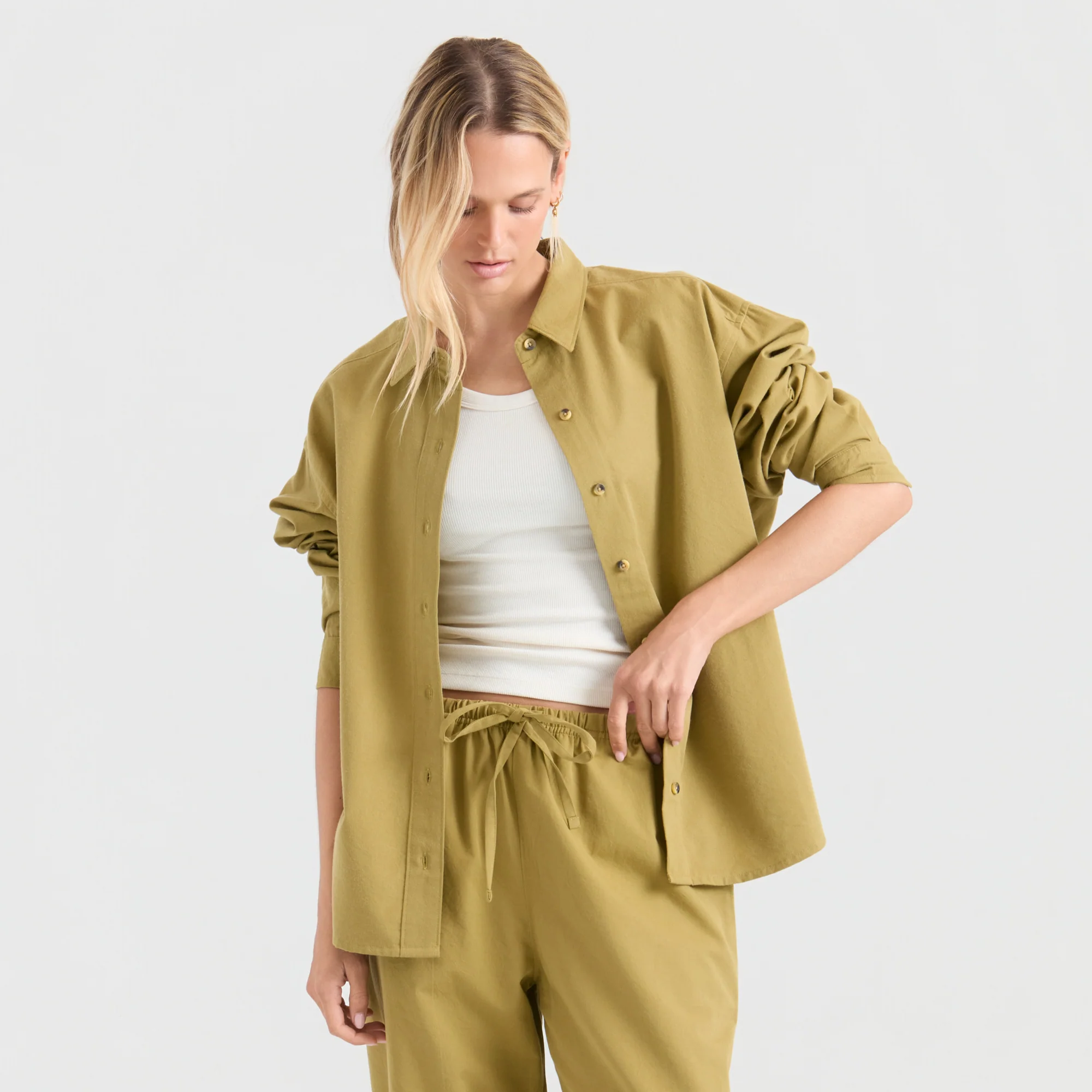 Costa Button Up Shirt - Dusty Olive - Image 6