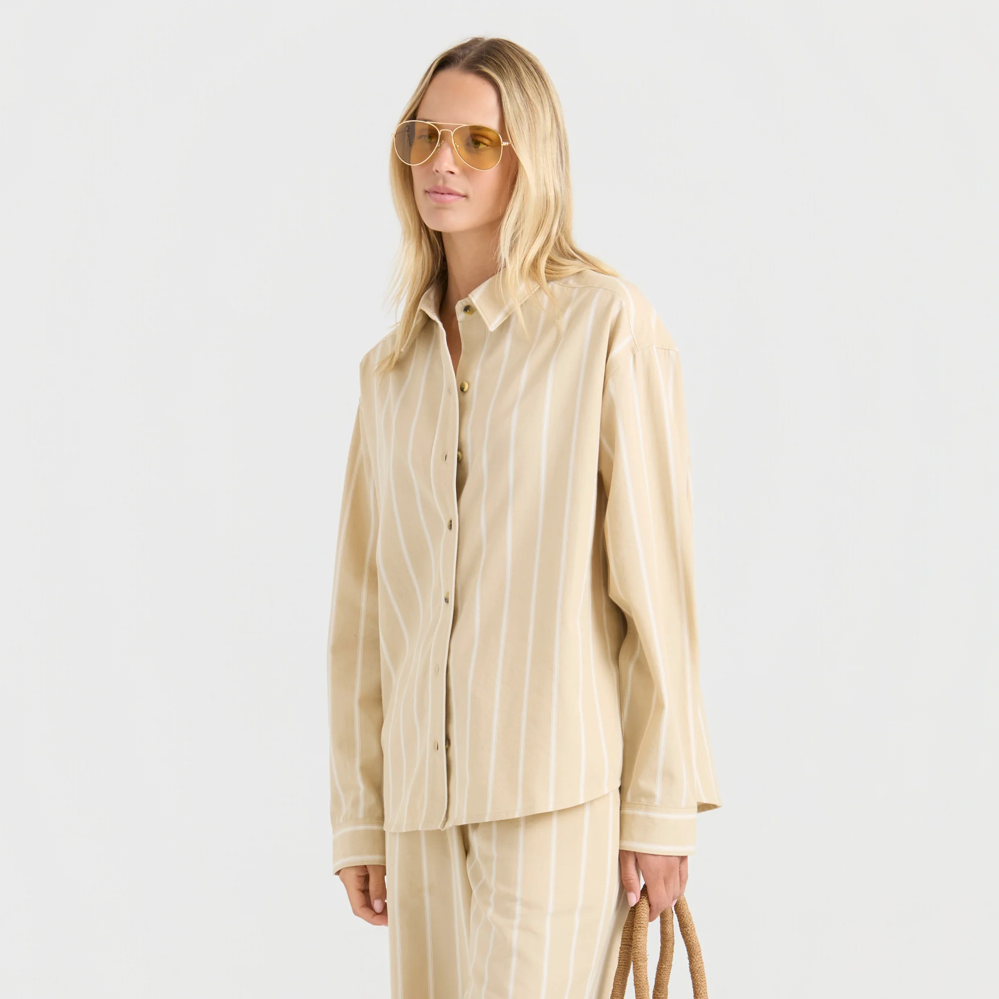 Costa Button Up Shirt - Sand - Image 2