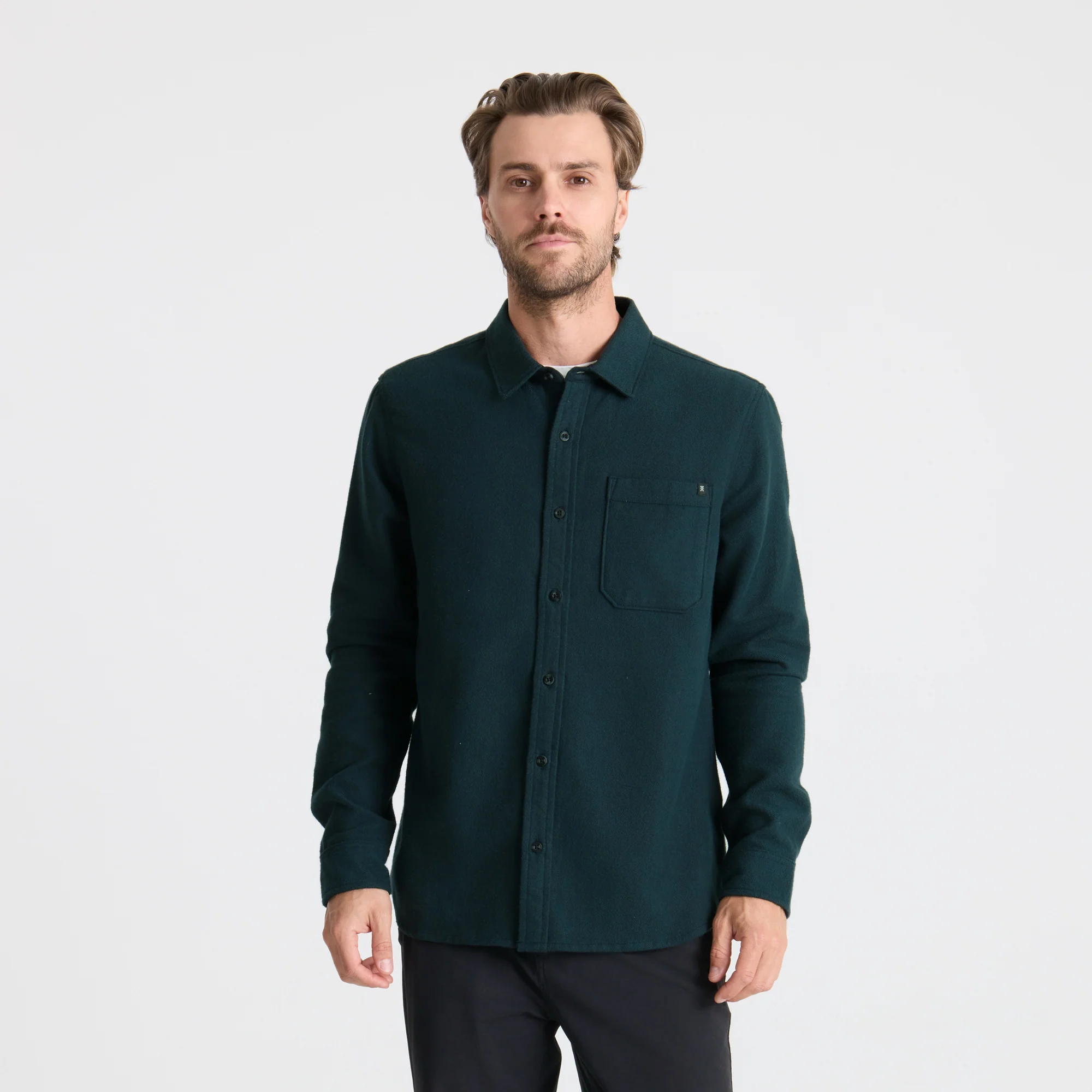 Crossroads Organic Cotton Flannel - Deep Navy Herringbone - Image 2