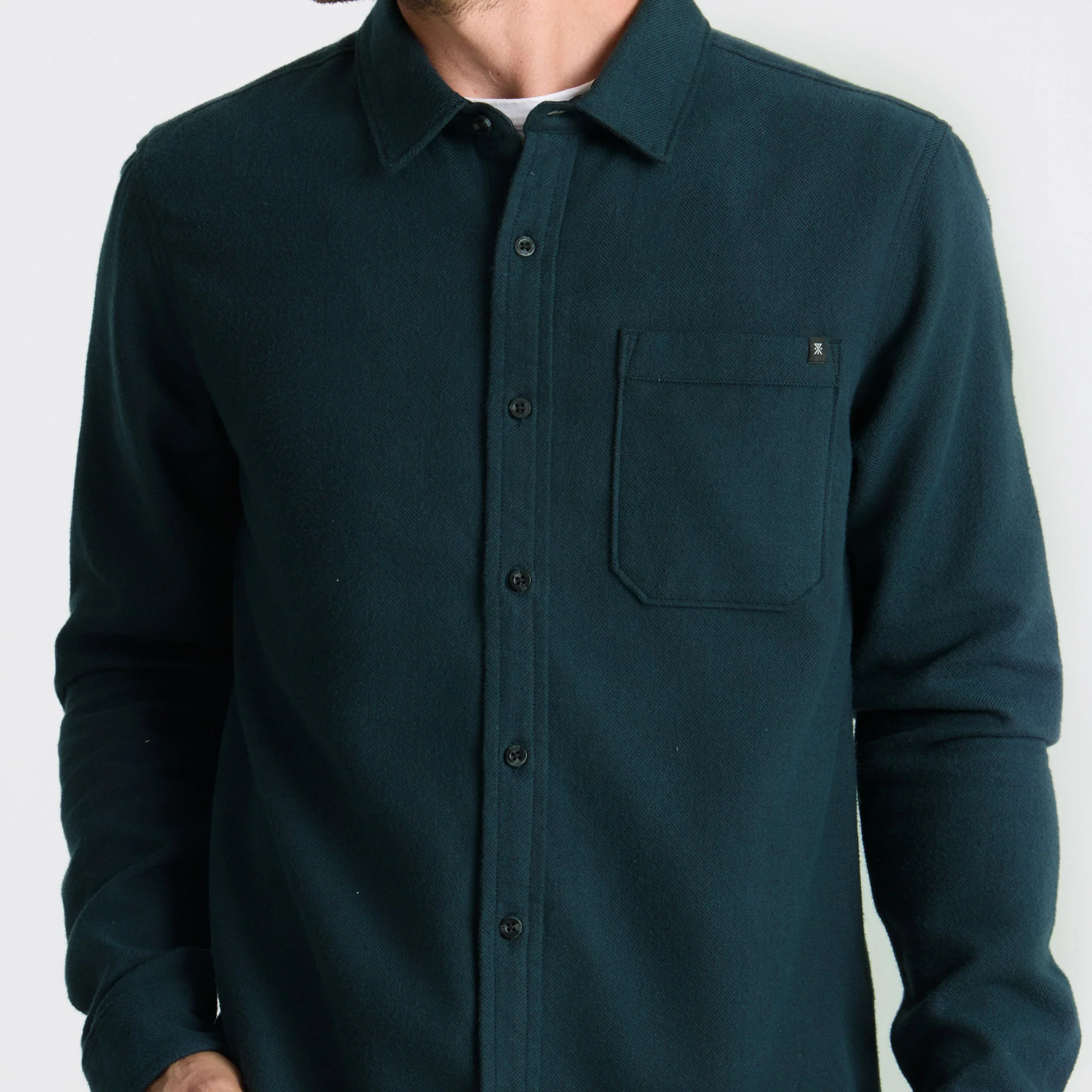 Crossroads Organic Cotton Flannel - Deep Navy Herringbone - Image 5