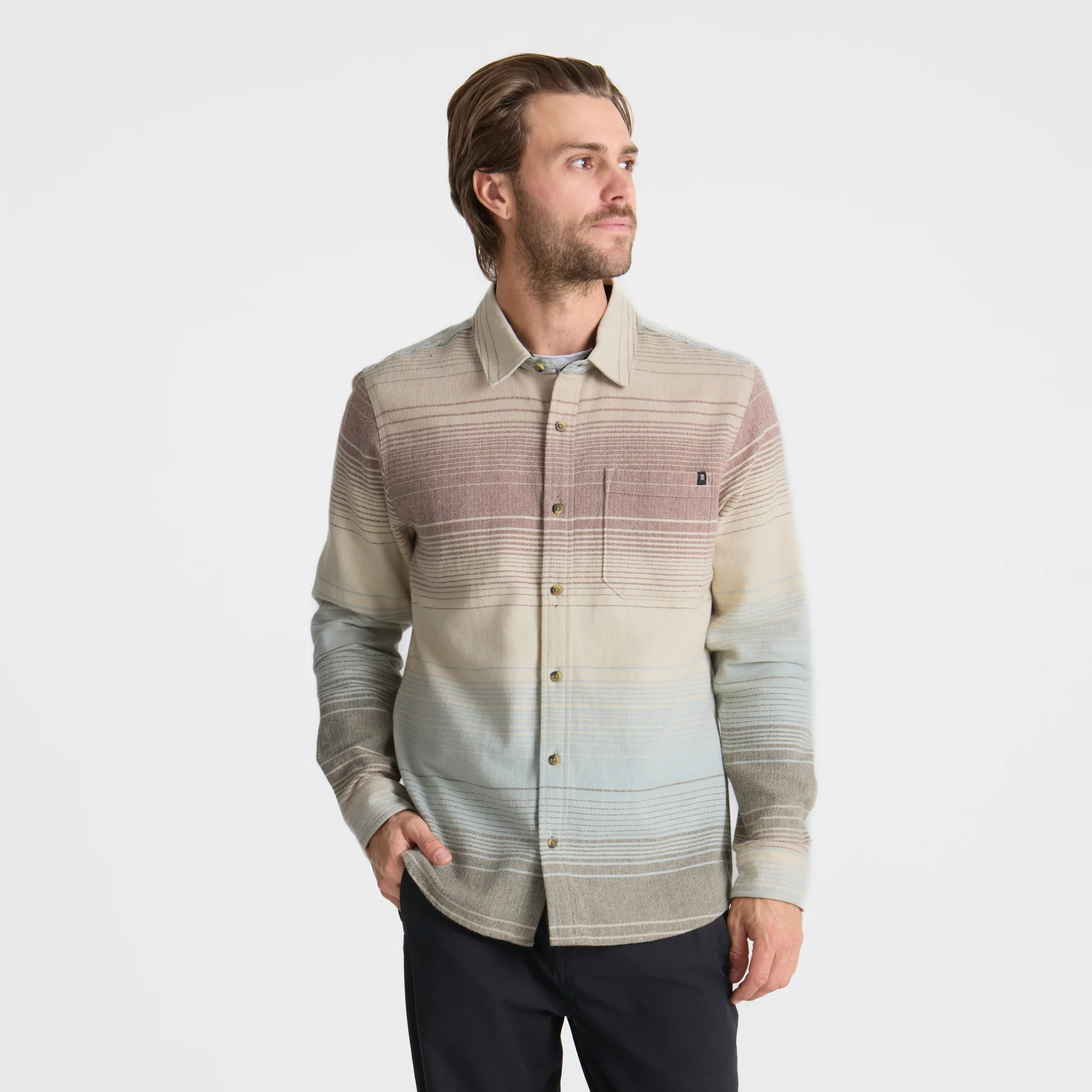 Crossroads Organic Cotton Flannel - Fossil Stripe - Image 3