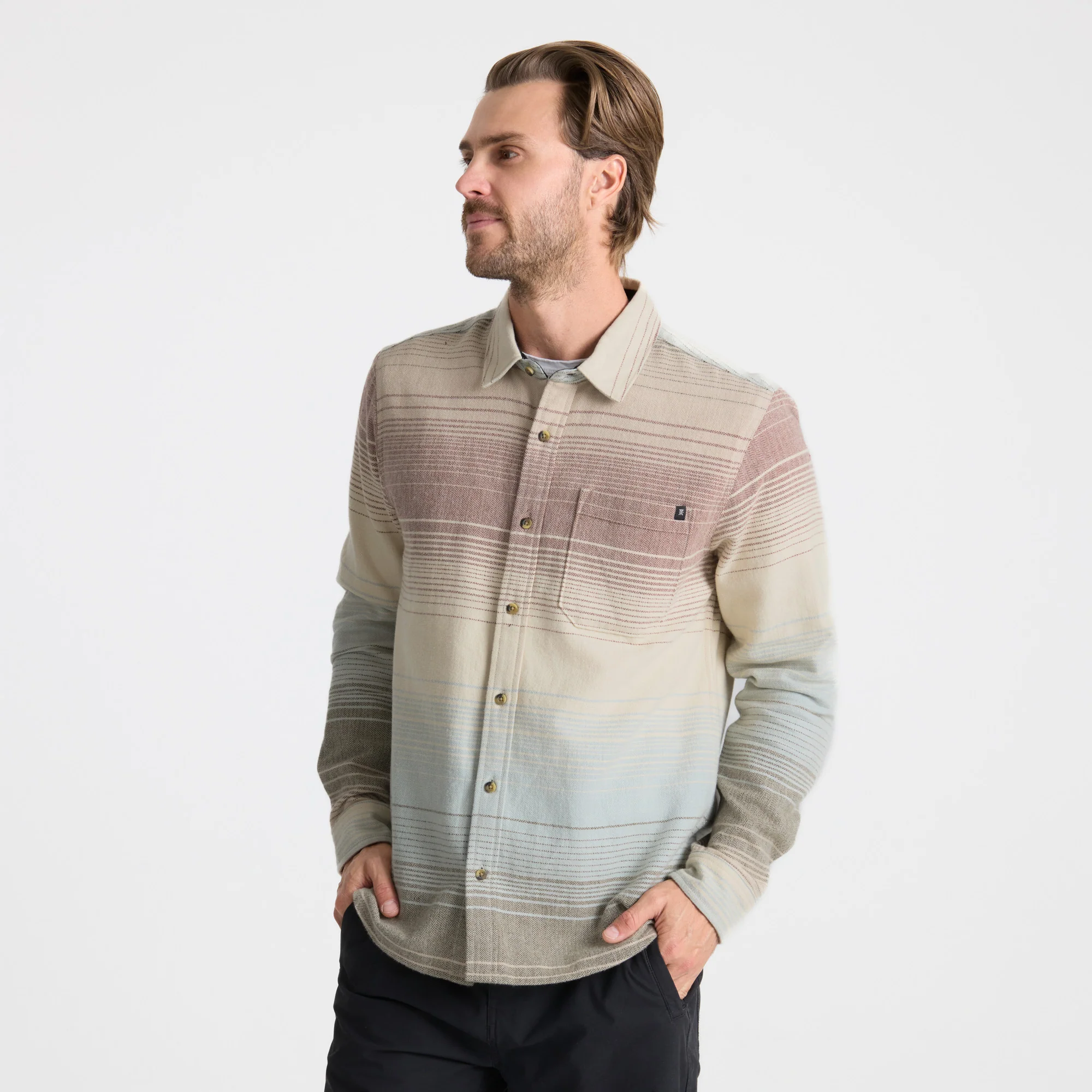 Crossroads Organic Cotton Flannel - Fossil Stripe - Image 4