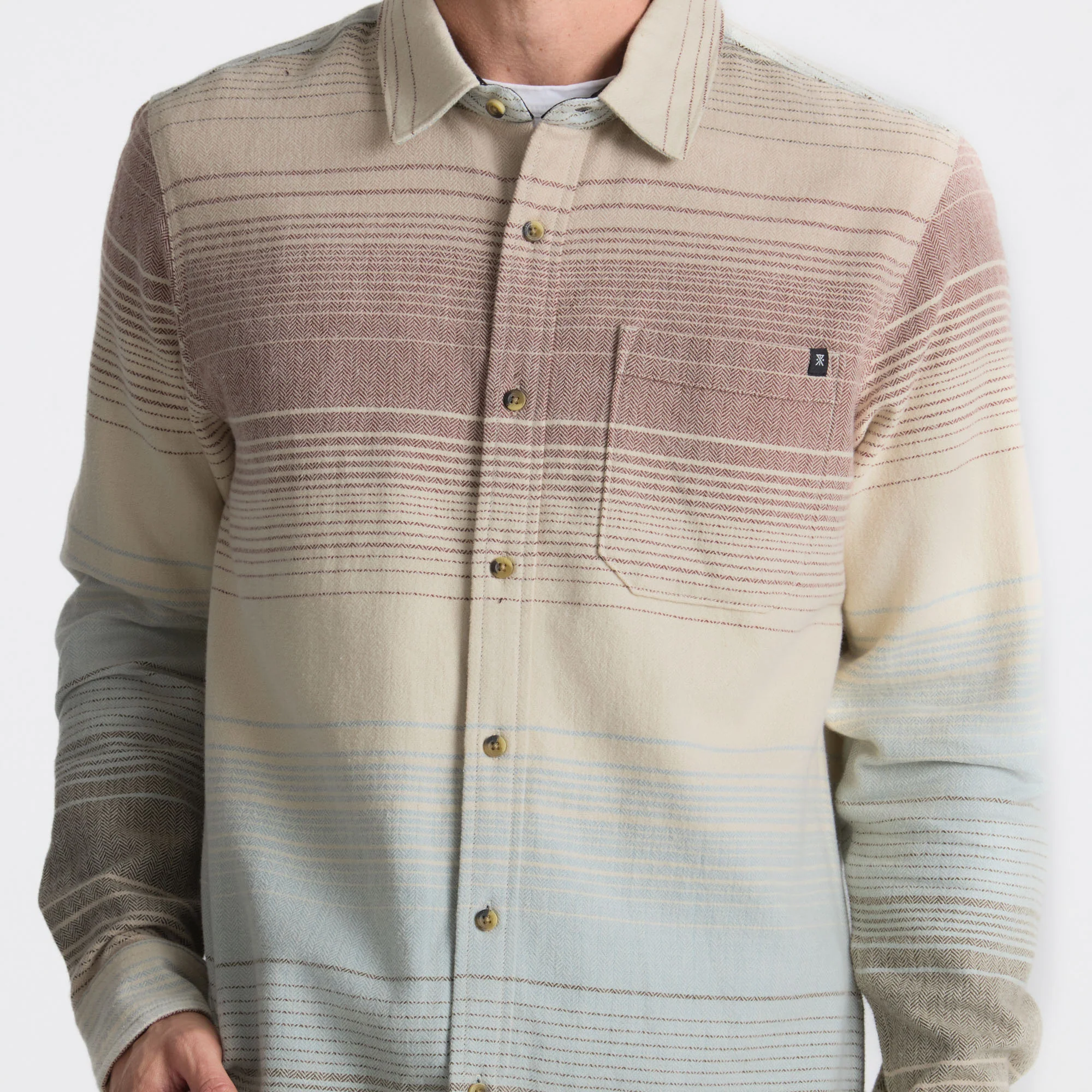 Crossroads Organic Cotton Flannel - Fossil Stripe - Image 6