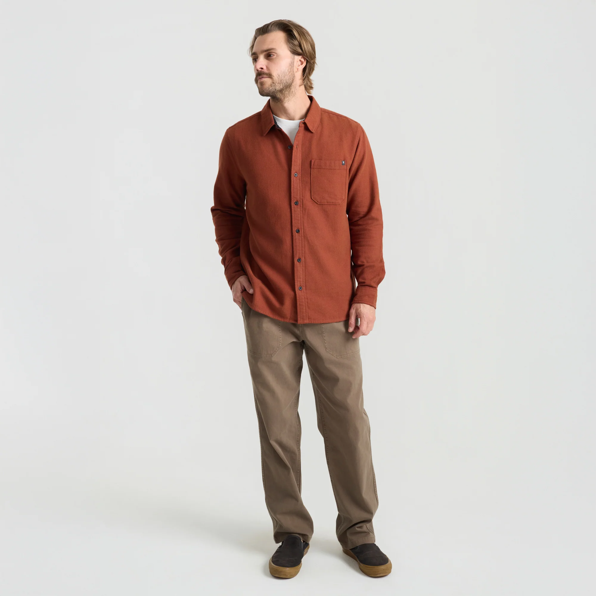 Crossroads Organic Cotton Flannel - Red Clay Herringbone - Image 2