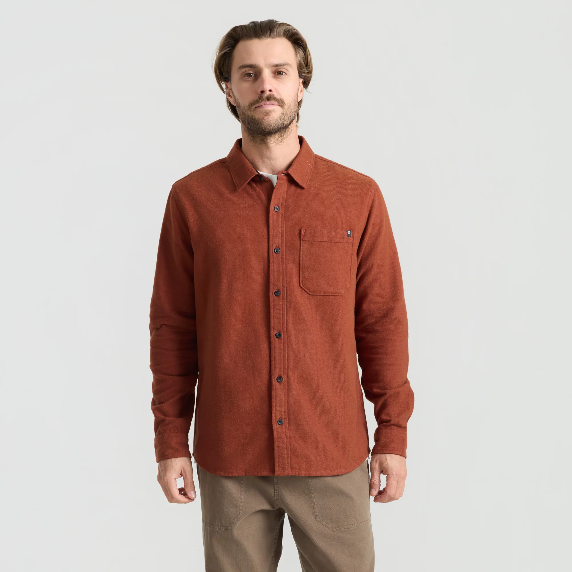Crossroads Organic Cotton Flannel - Red Clay Herringbone - Image 3