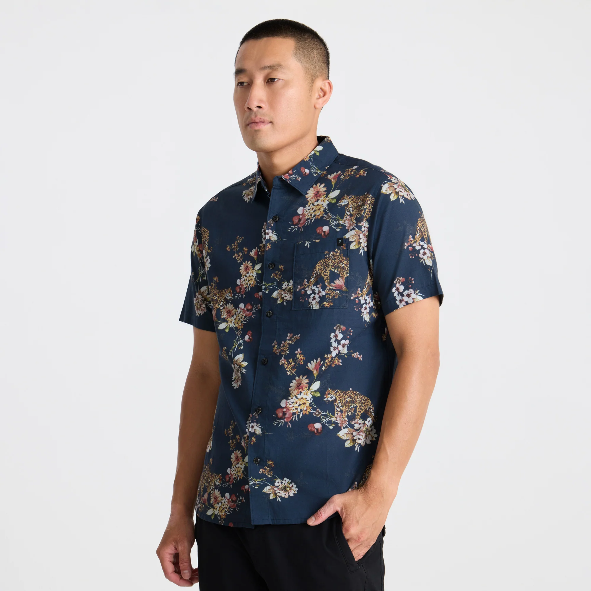 Journey Short Sleeve Button Up Shirt - Deep Navy - Image 4