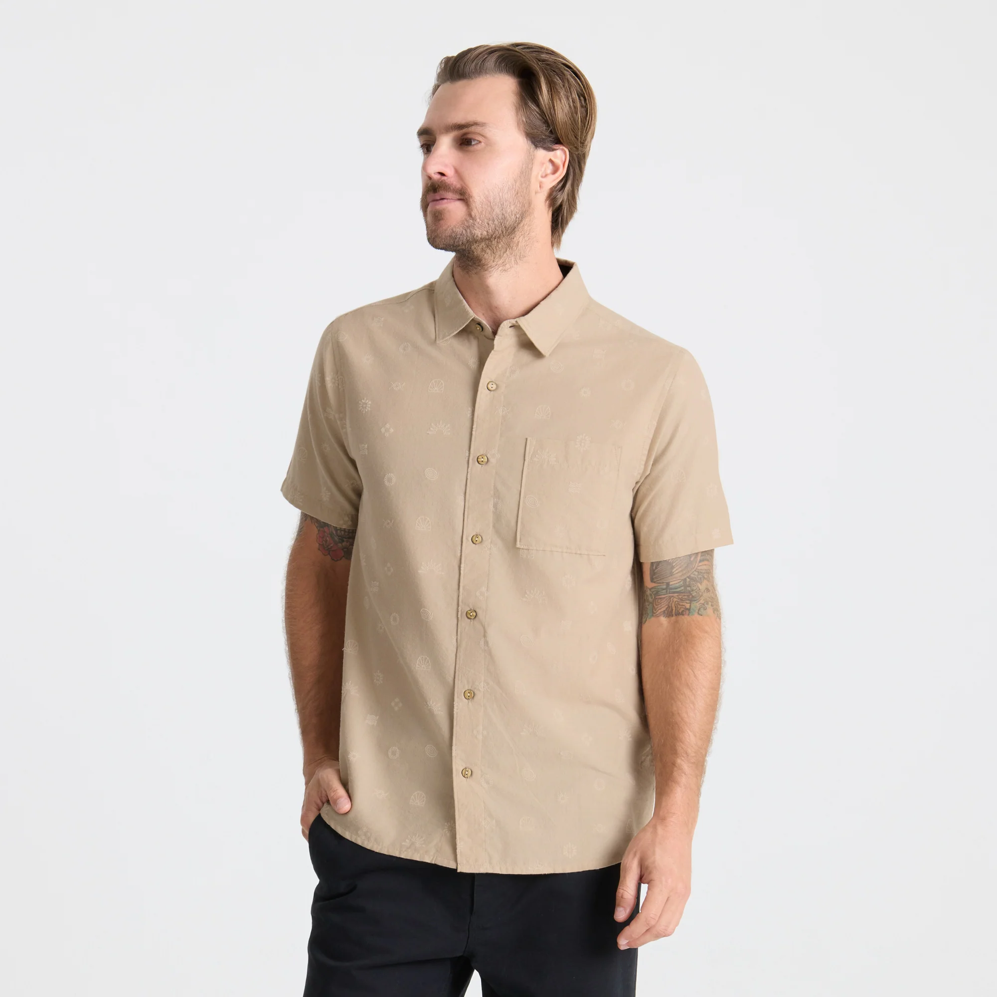 Journey Short Sleeve Button Up Shirt - Fossil - Image 2