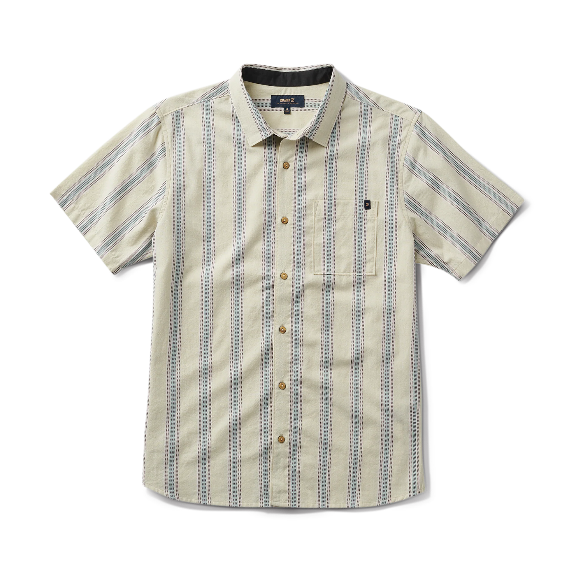Journey Short Sleeve Button Up Shirt - Stripe Seafoam