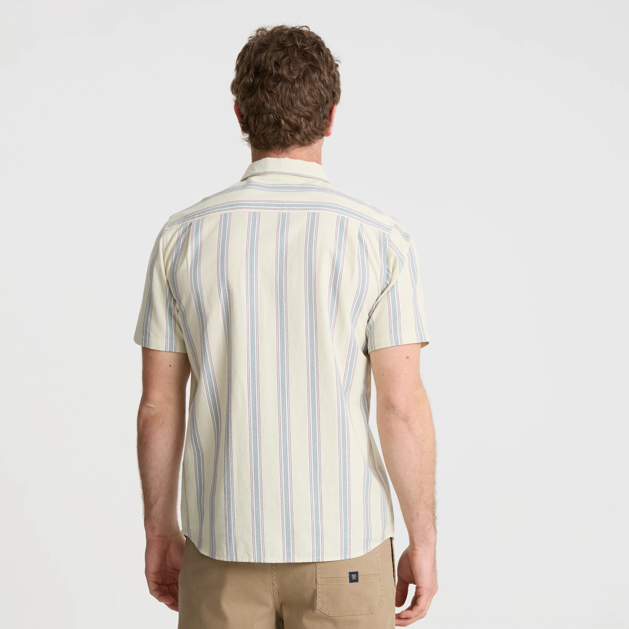 Journey Short Sleeve Button Up Shirt - Stripe Seafoam - Image 4