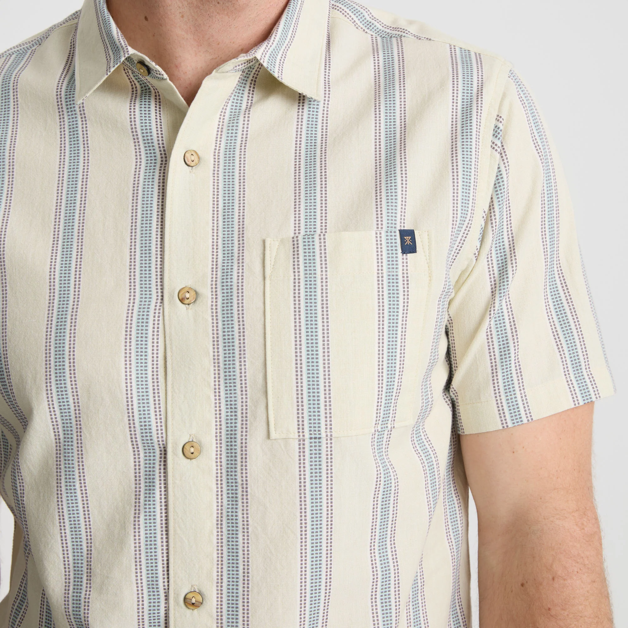 Journey Short Sleeve Button Up Shirt - Stripe Seafoam - Image 5