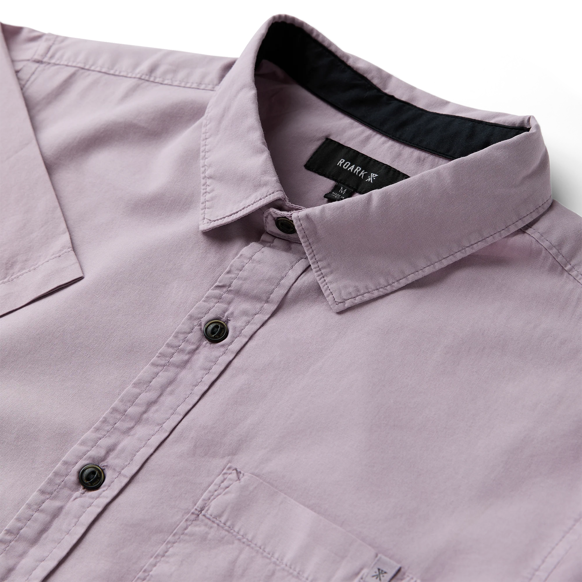 Made To Fade Short Sleeve Button Up Shirt - Washed Dusty Lilac - Image 3