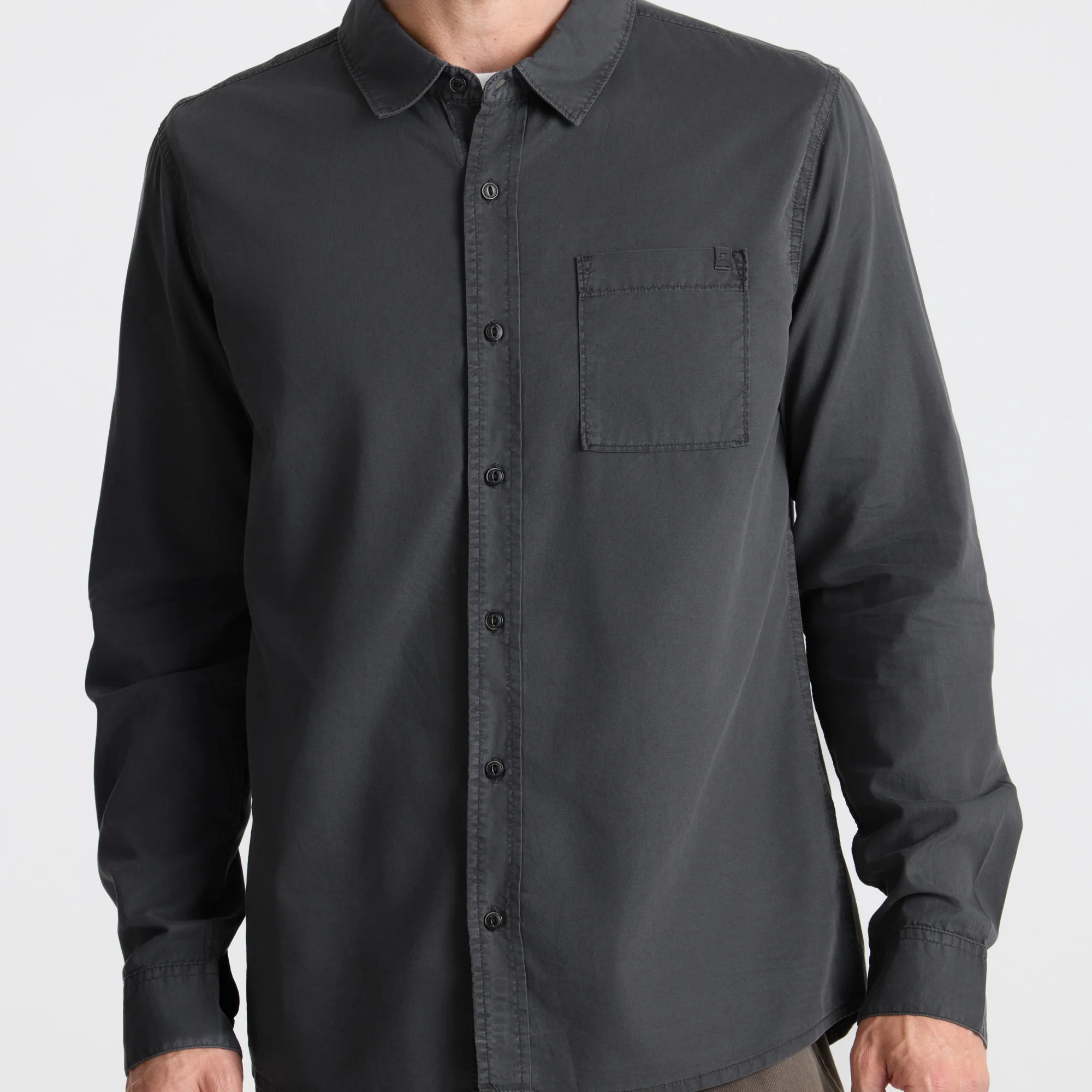Made To Fade Long Sleeve Button Up Shirt - Washed Charcoal - Image 7