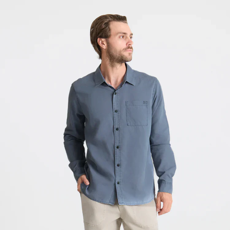 Made To Fade Long Sleeve Button Up Shirt - Washed Slate - Image 2