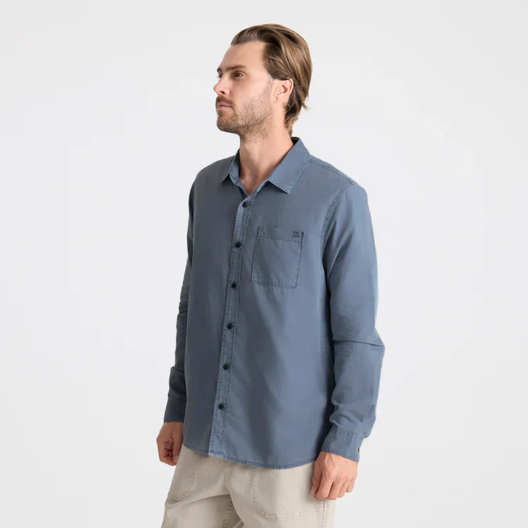 Made To Fade Long Sleeve Button Up Shirt - Washed Slate - Image 3