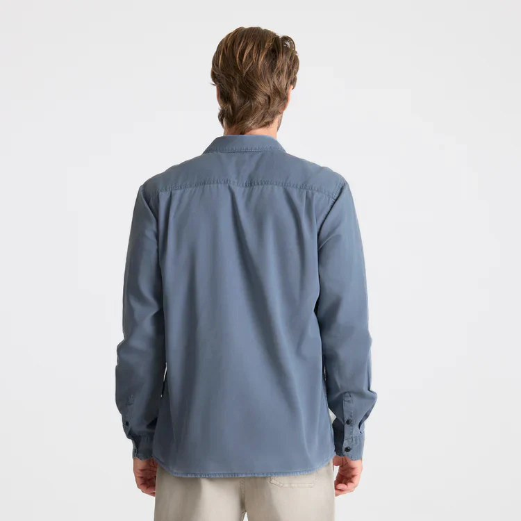 Made To Fade Long Sleeve Button Up Shirt - Washed Slate - Image 4