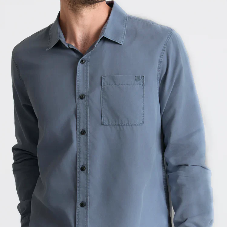 Made To Fade Long Sleeve Button Up Shirt - Washed Slate - Image 5
