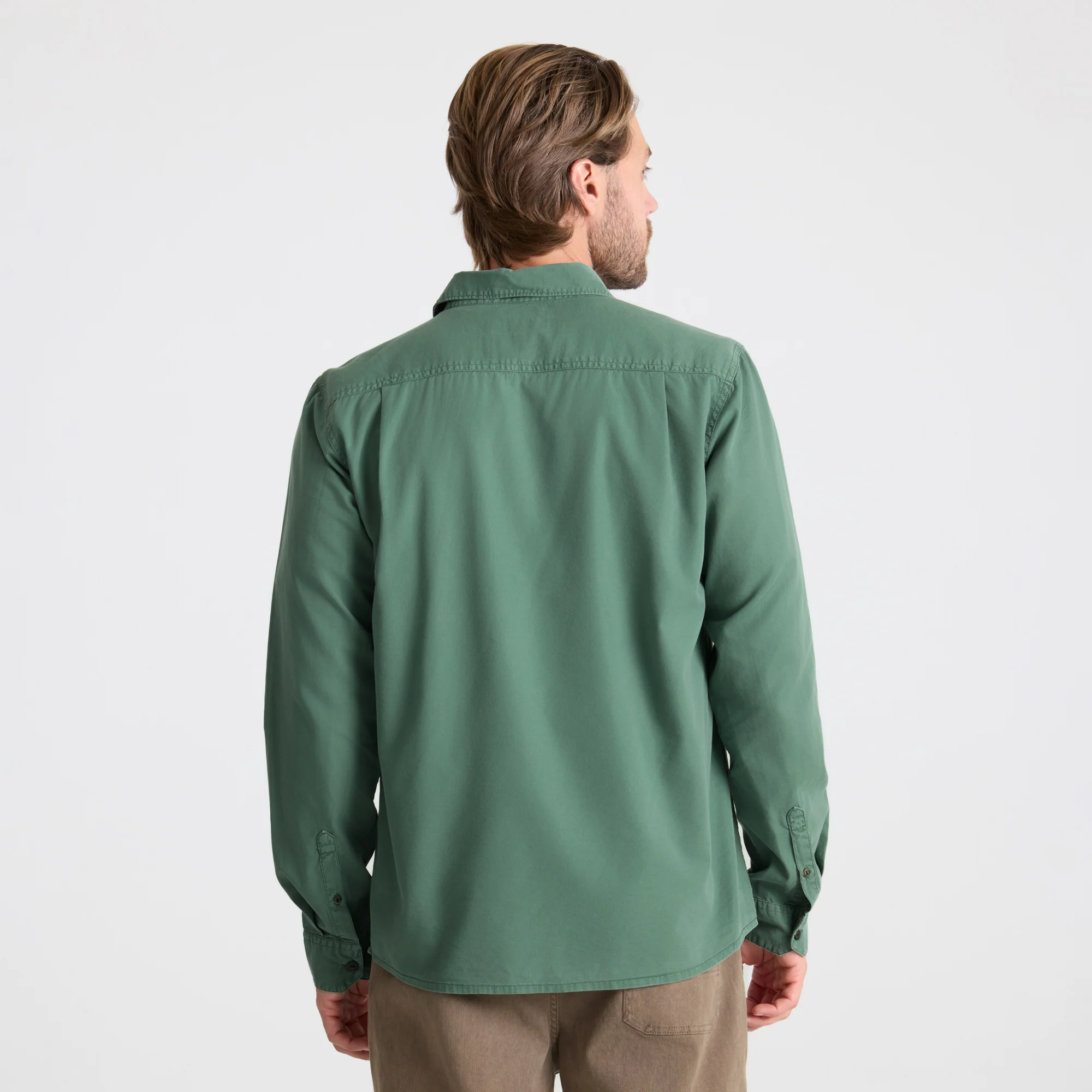 Made To Fade Long Sleeve Button Up Shirt - Washed Slate Green - Image 4