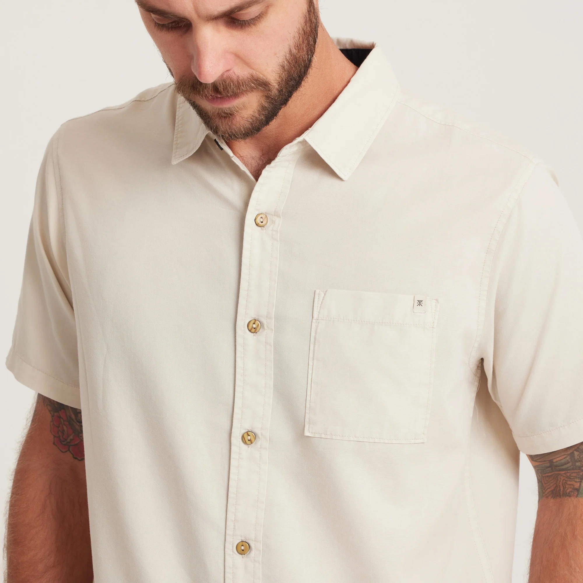 Made To Fade Short Sleeve Button Up Shirt - Washed Bone - Image 4