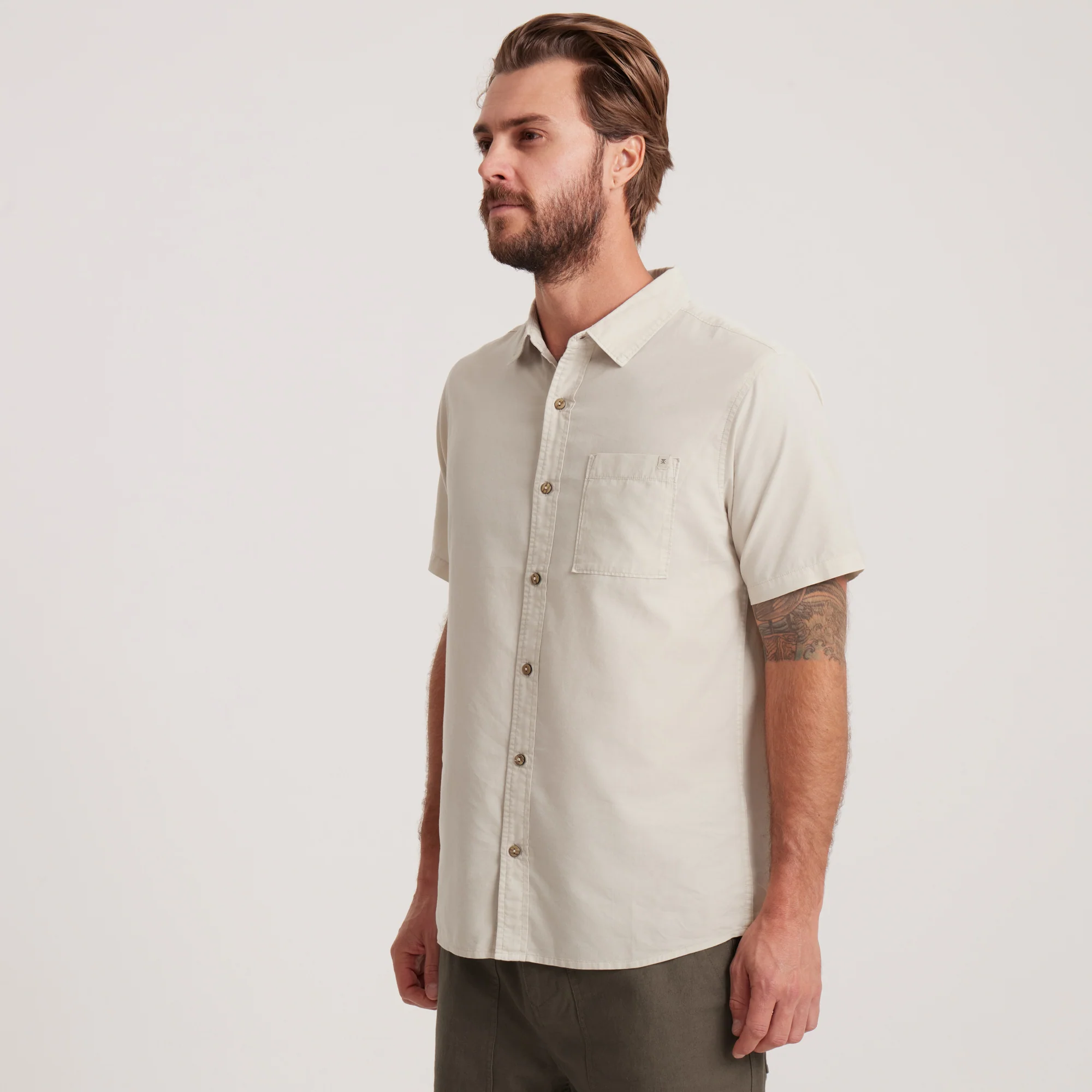 Made To Fade Short Sleeve Button Up Shirt - Washed Bone - Image 6