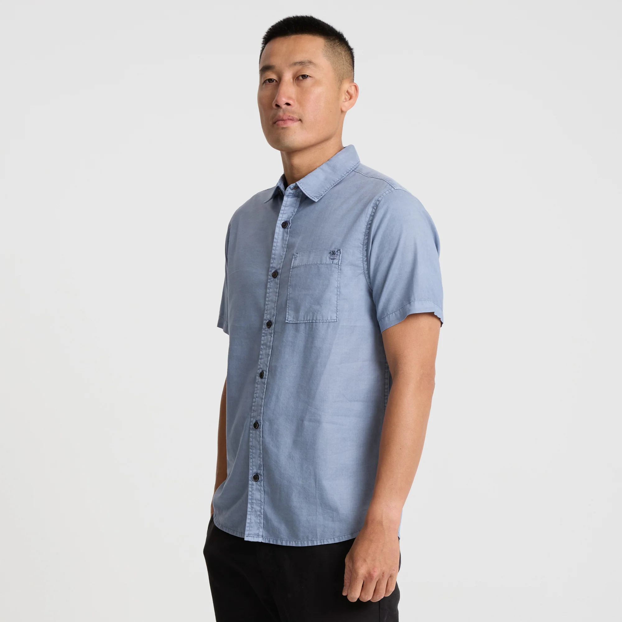 Made To Fade Short Sleeve Button Up Shirt - Washed Slate - Image 3