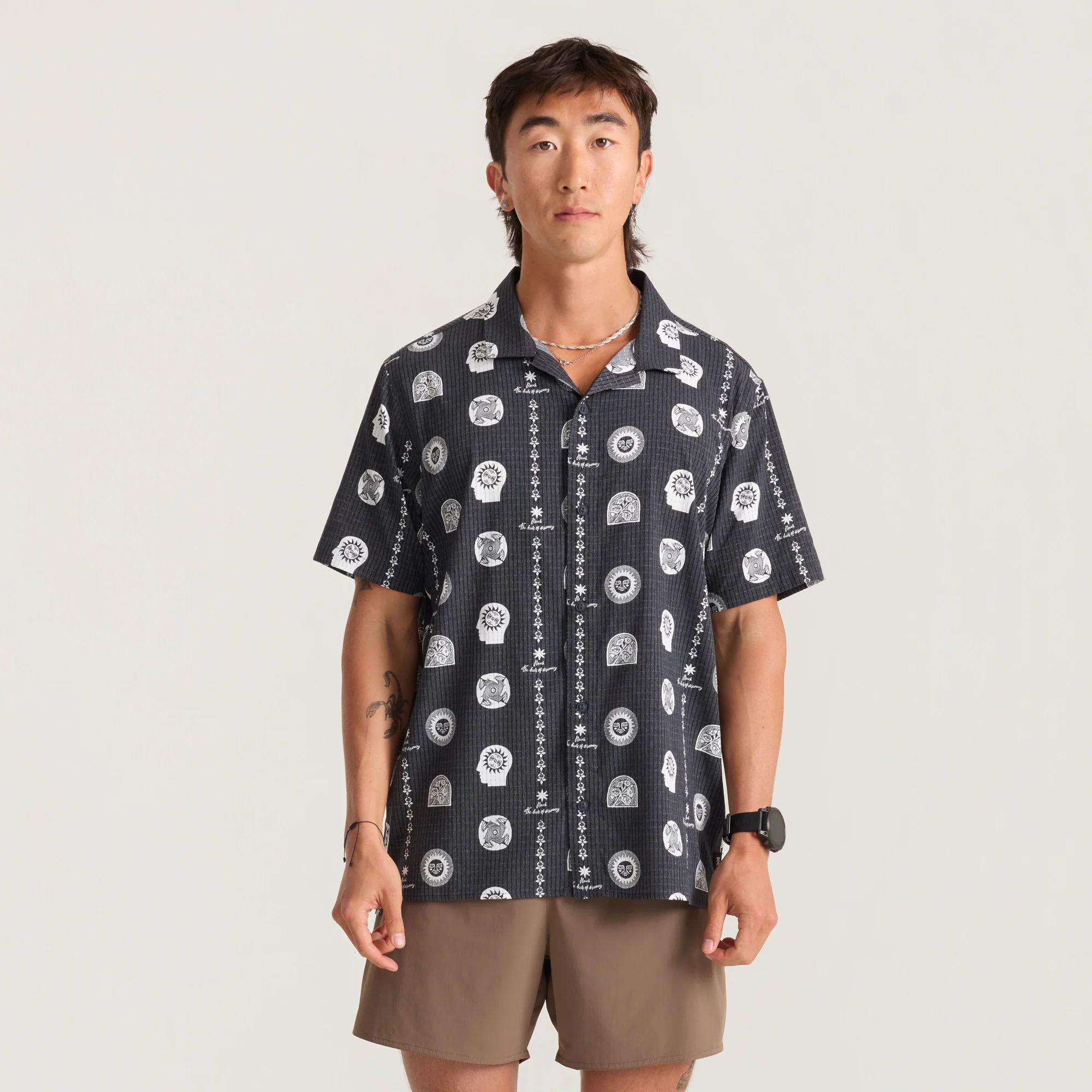 Bless Up Trail Button Up Shirt - Black Print - Image 3