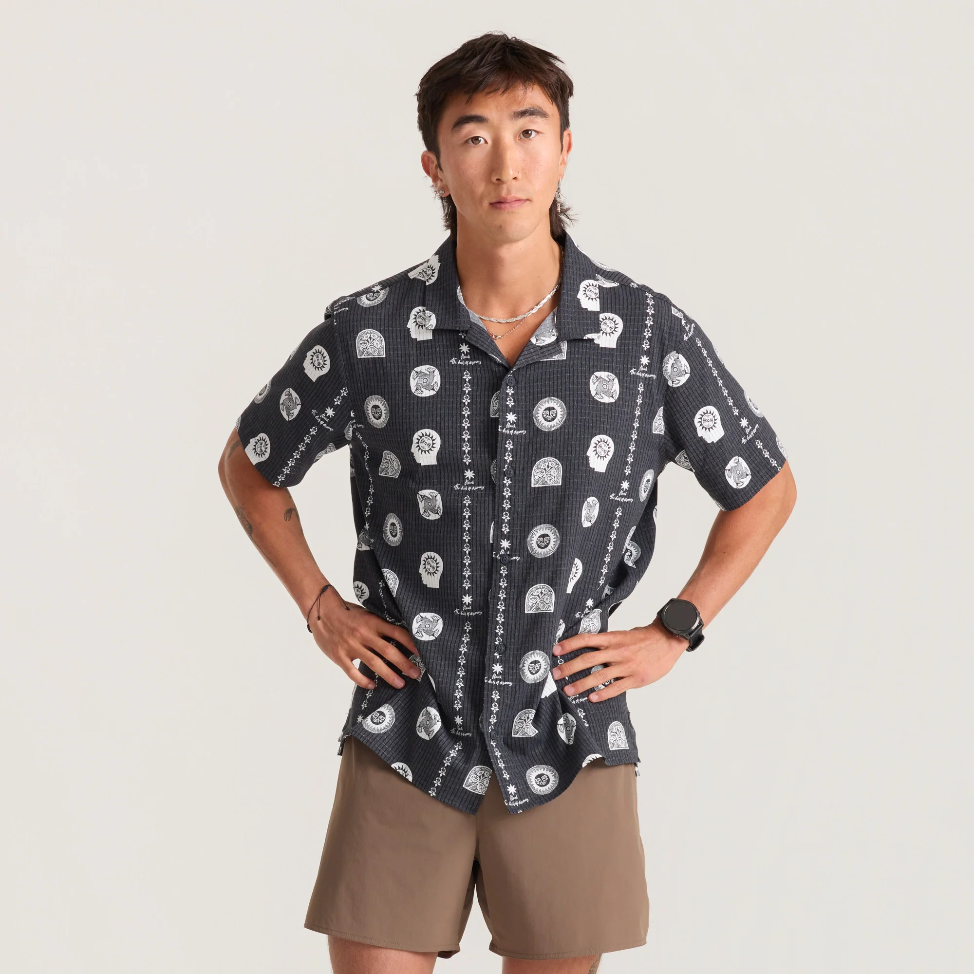 Bless Up Trail Button Up Shirt - Black Print - Image 5