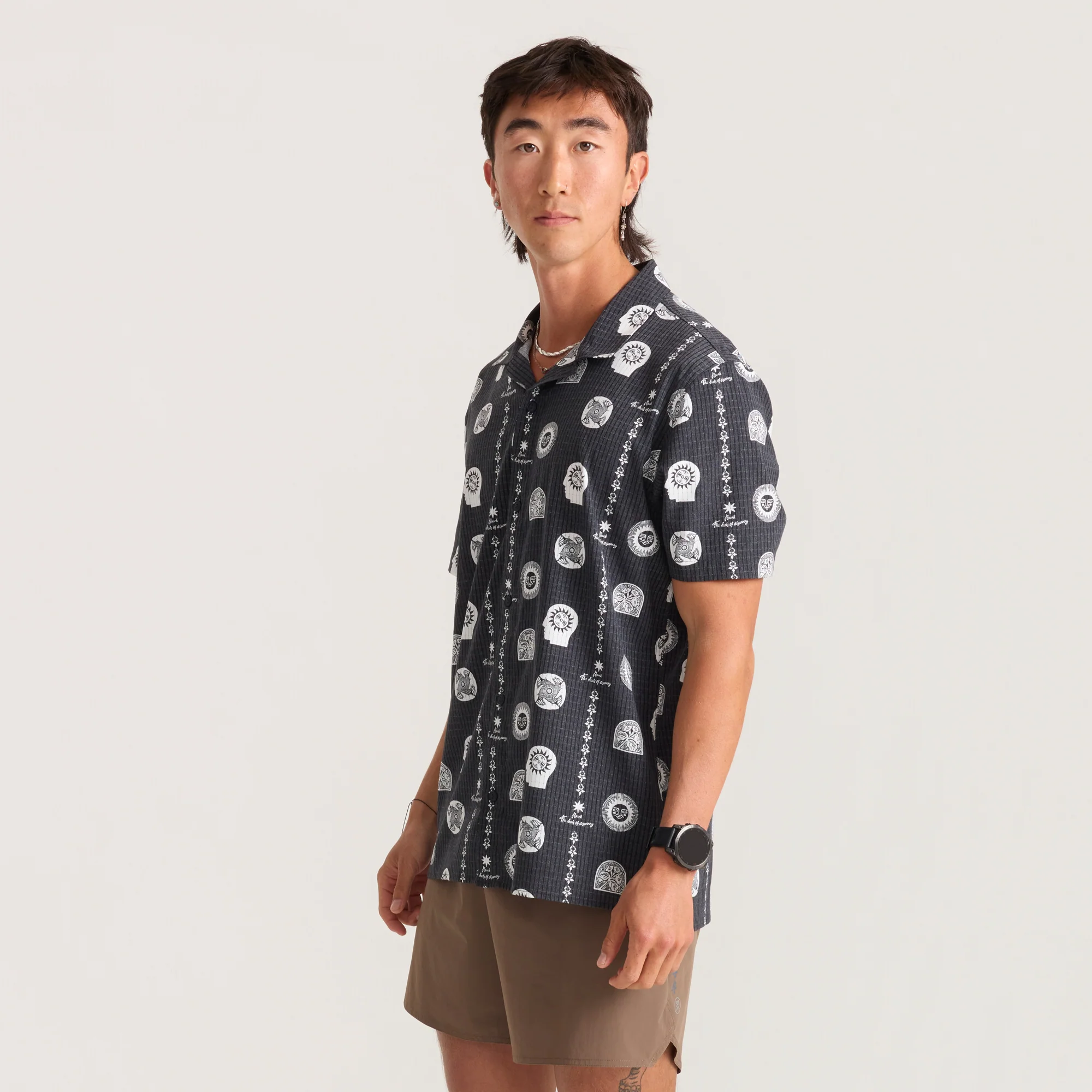 Bless Up Trail Button Up Shirt - Black Print - Image 7