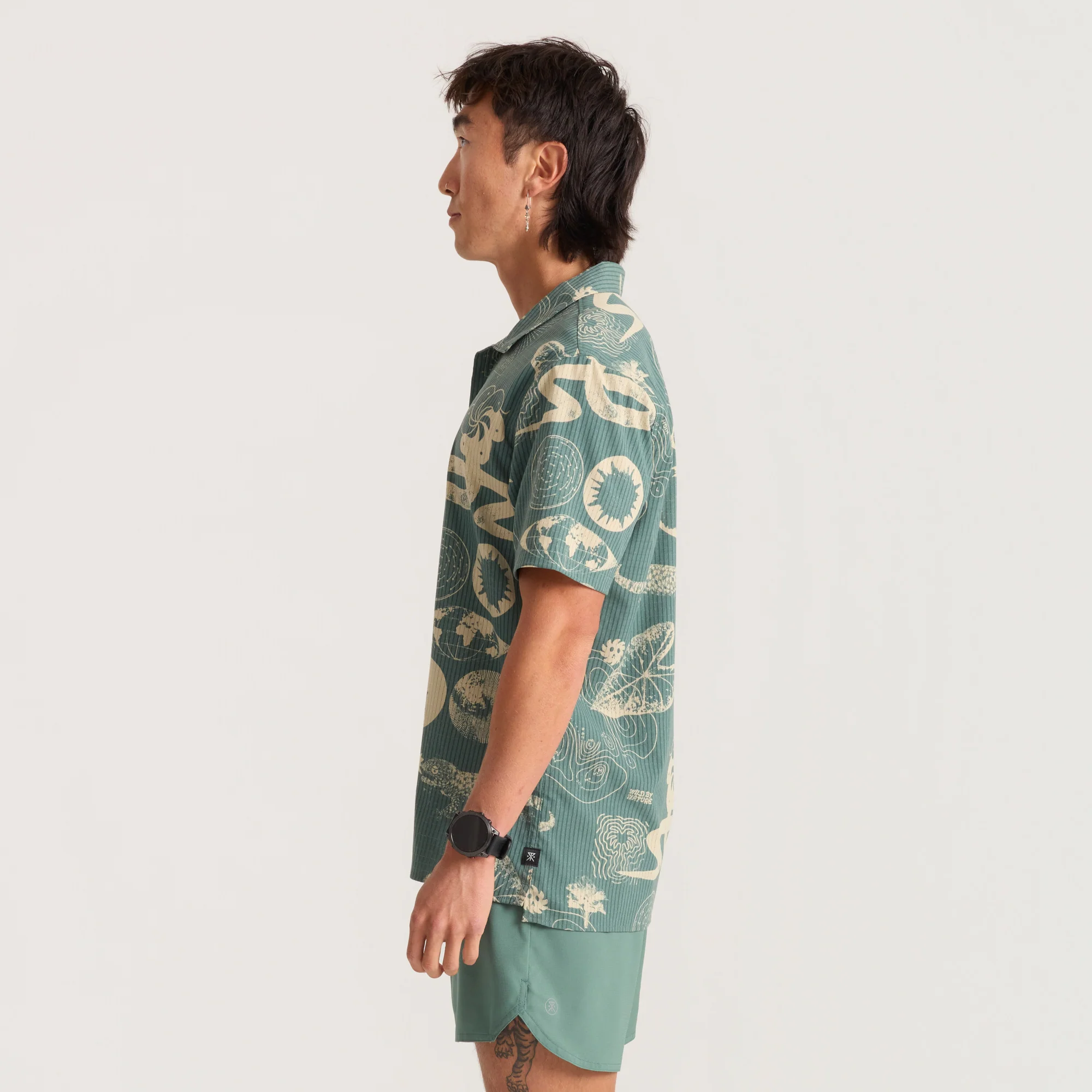 Bless Up Trail Button Up Shirt - Slate Green/Tan - Image 7