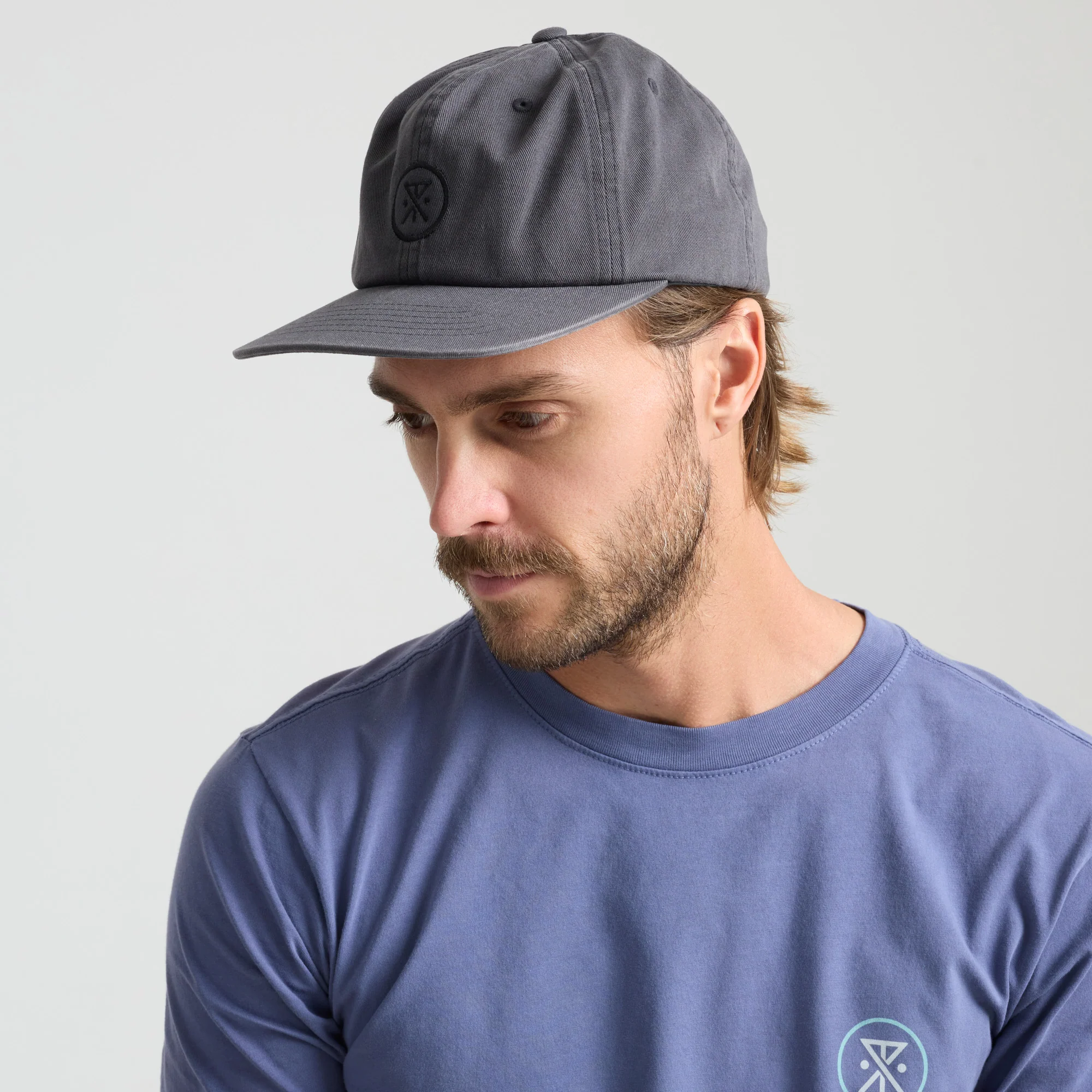 Made To Fade 6 Panel Strapback Hat - Washed Charcoal - Image 3