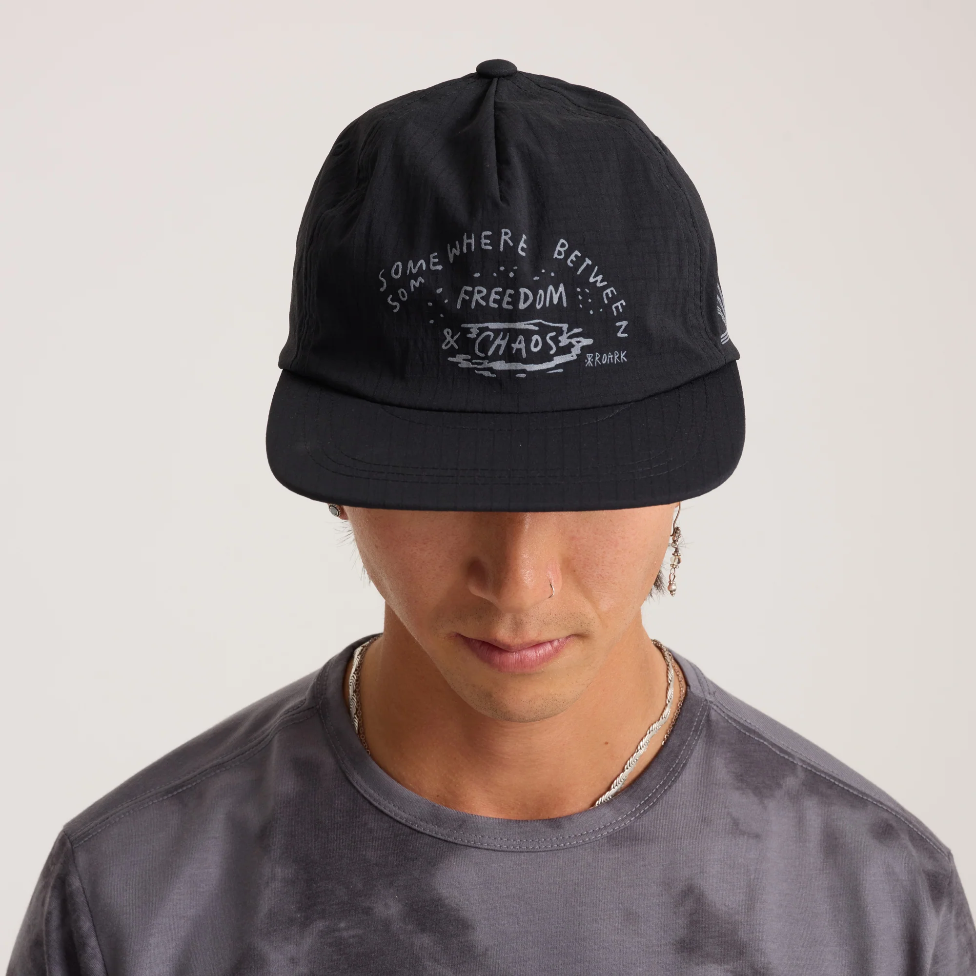 Mathis 5 Panel Strapback Hat - Chaos Black - Image 3