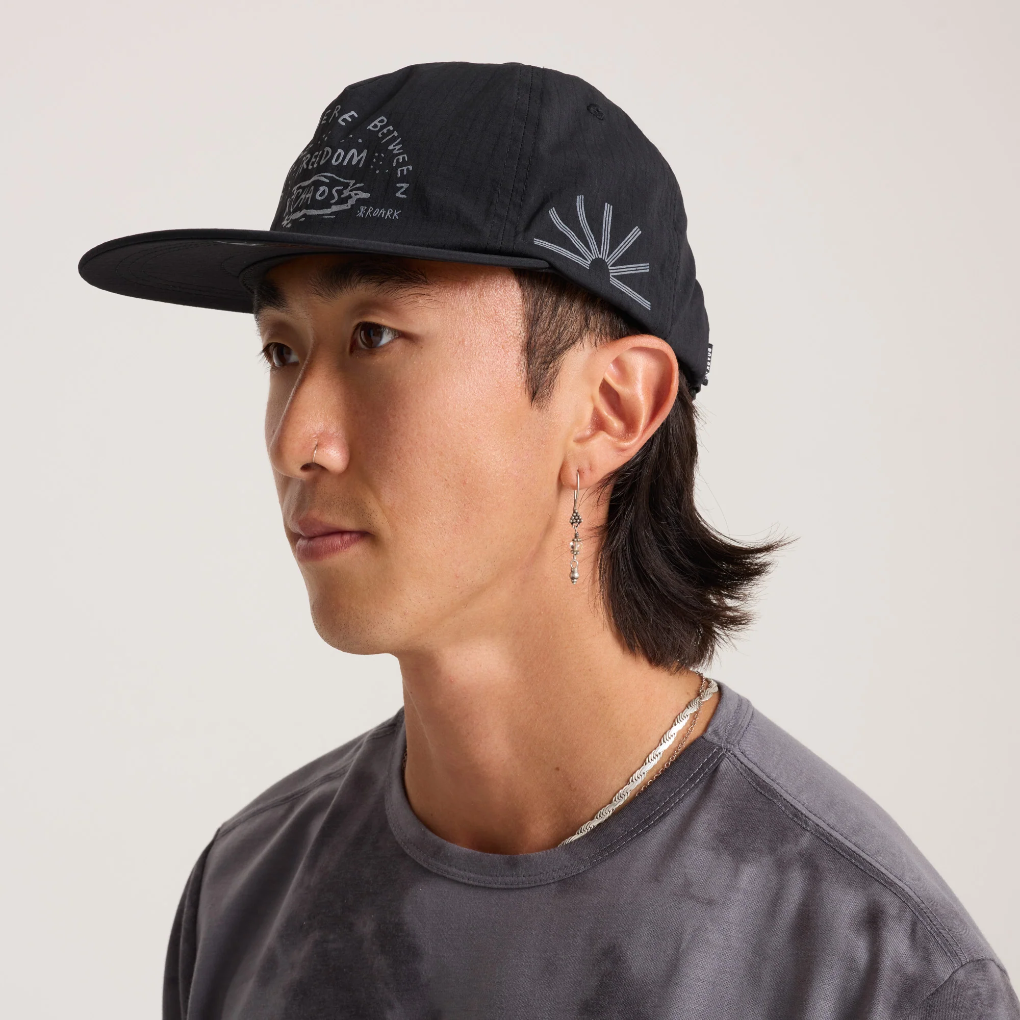 Mathis 5 Panel Strapback Hat - Chaos Black - Image 4