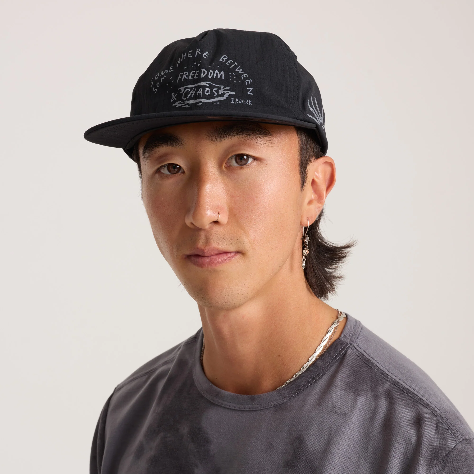 Mathis 5 Panel Strapback Hat - Chaos Black - Image 5