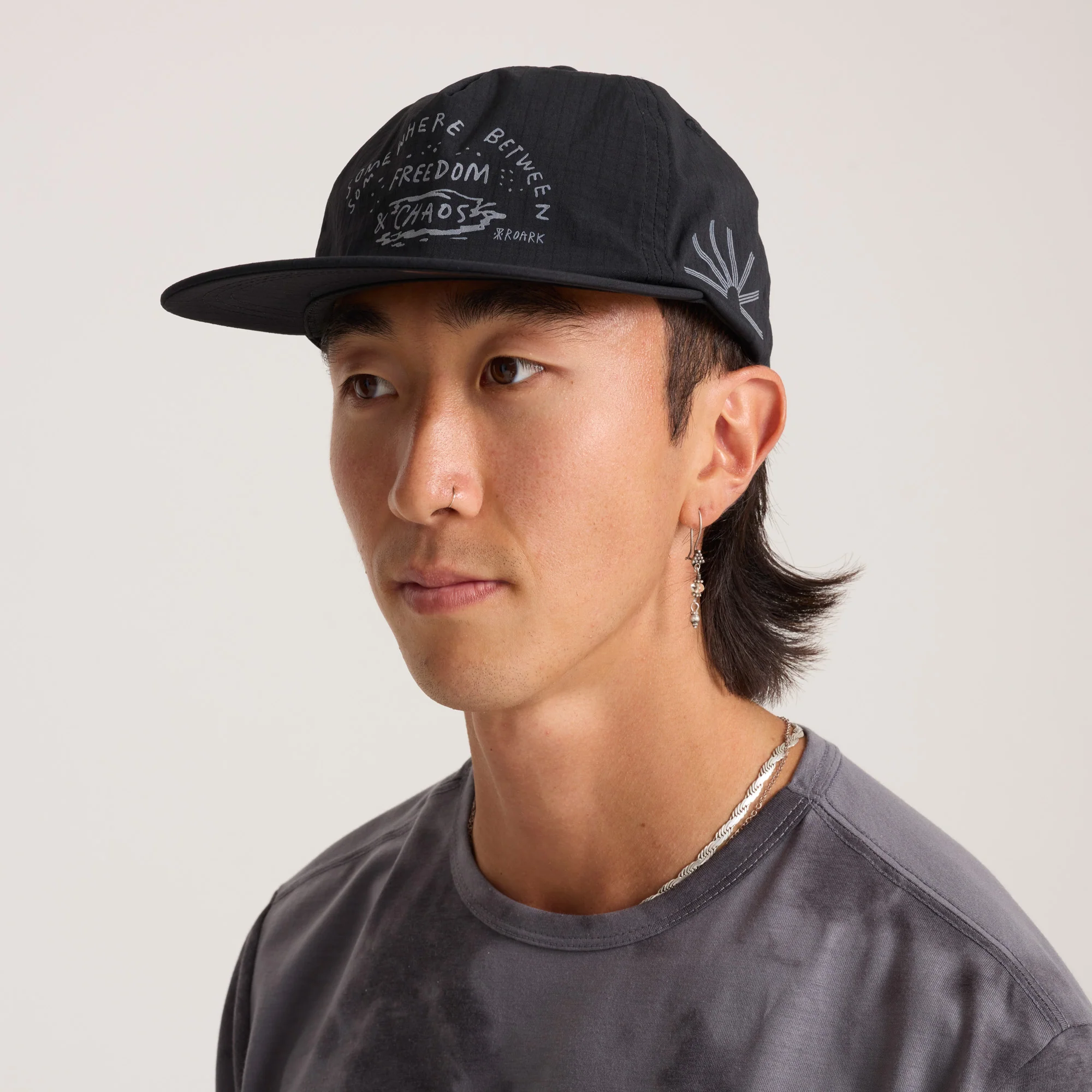 Mathis 5 Panel Strapback Hat - Chaos Black - Image 6