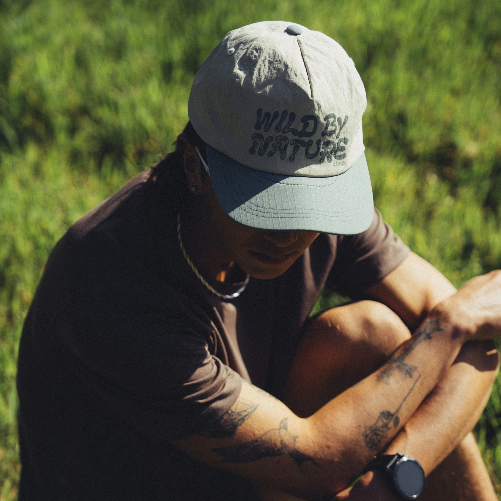 Mathis 5 Panel Strapback Hat - Oatmeal - Image 3