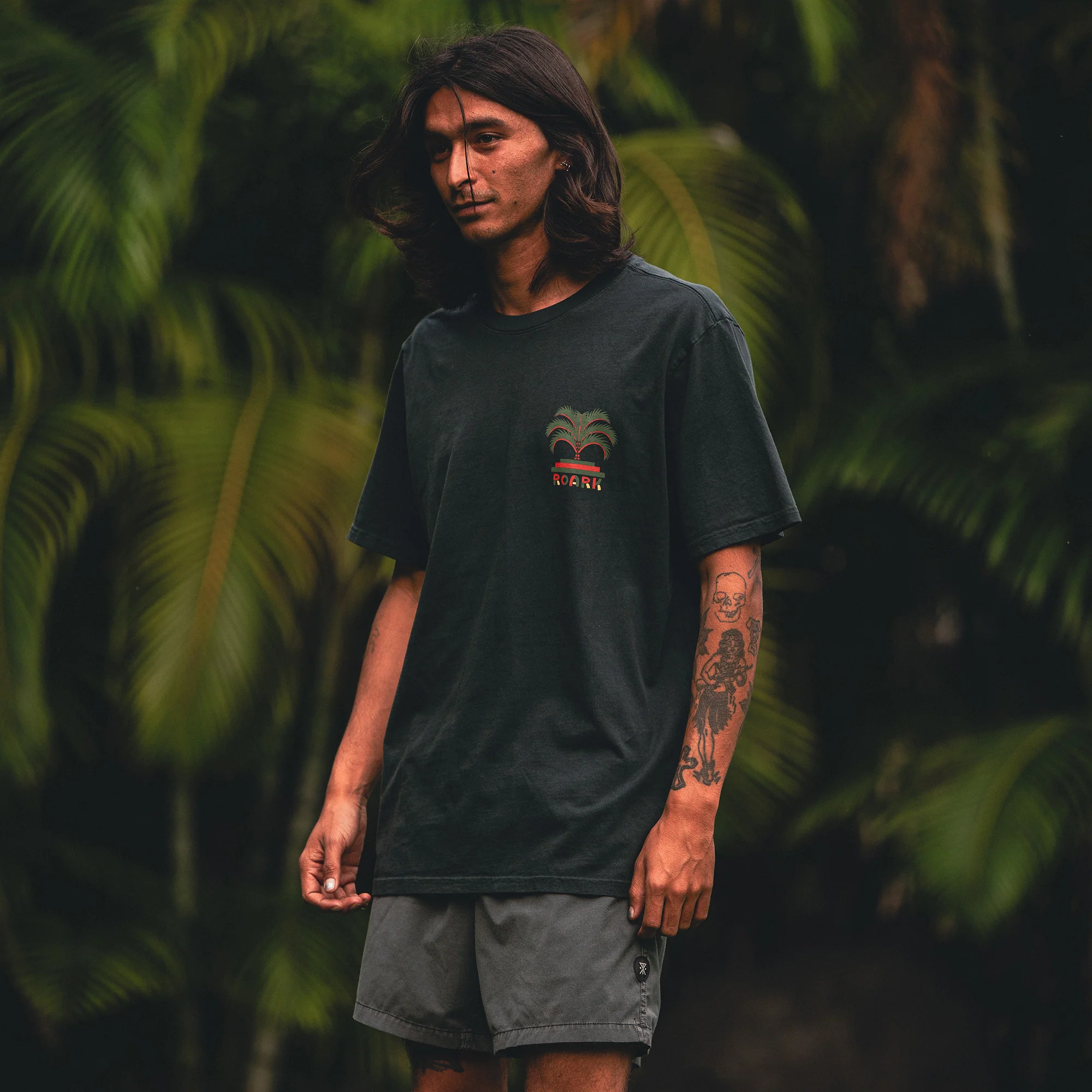 Moto Palm Premium Tee - Washed Black - Image 2