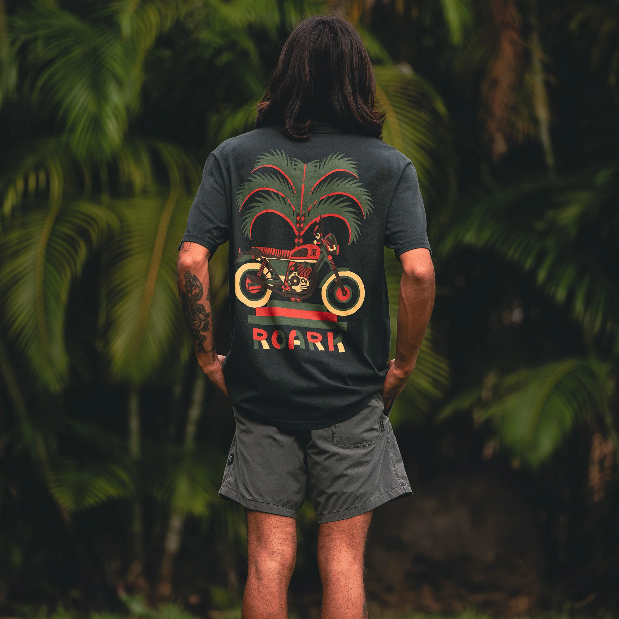 Moto Palm Premium Tee - Washed Black - Image 3
