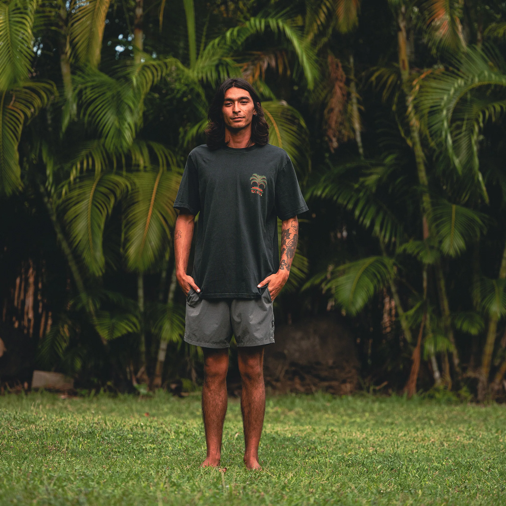 Moto Palm Premium Tee - Washed Black - Image 4