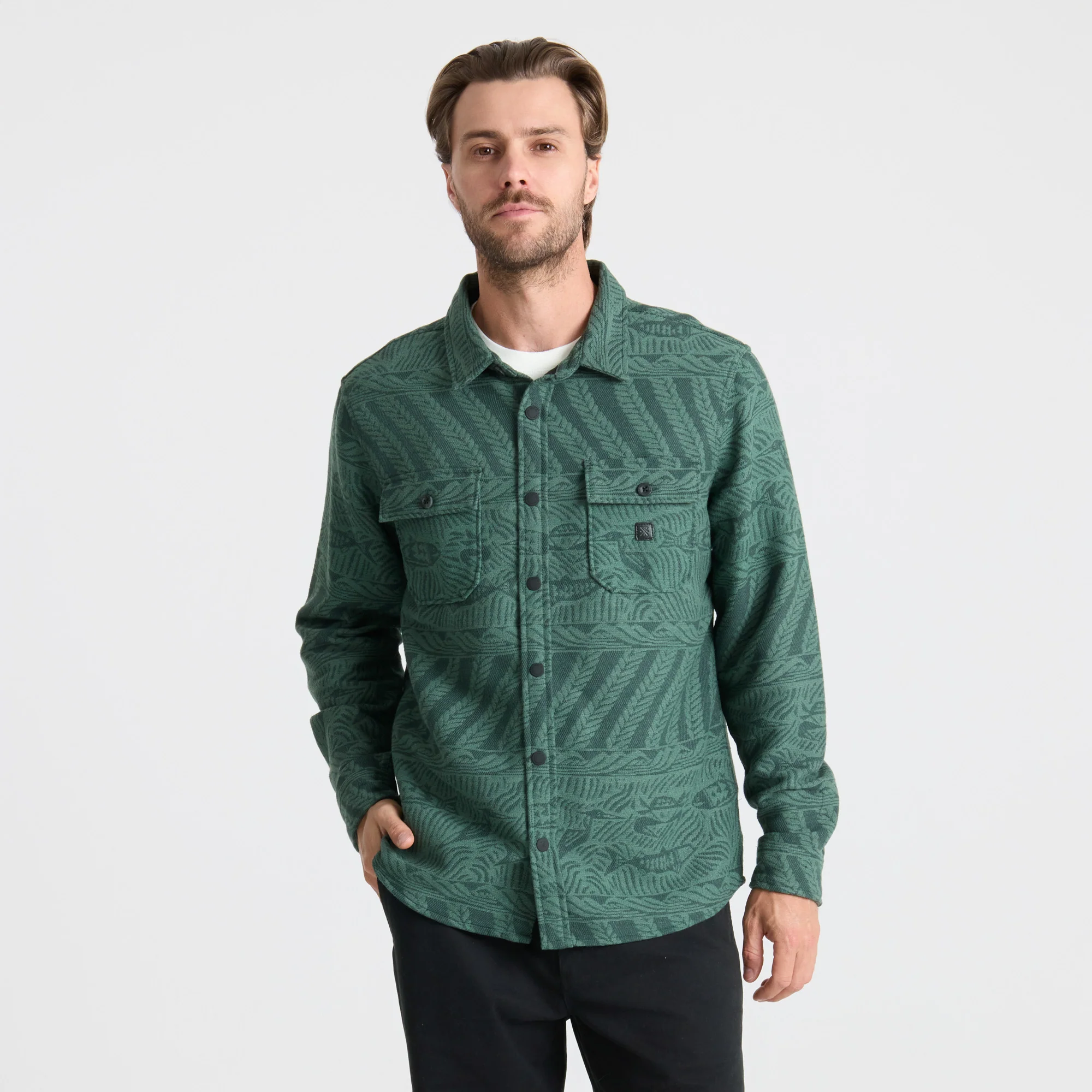 Nordsman Jacquard Long Sleeve Flannel - Dark Forest - Image 2