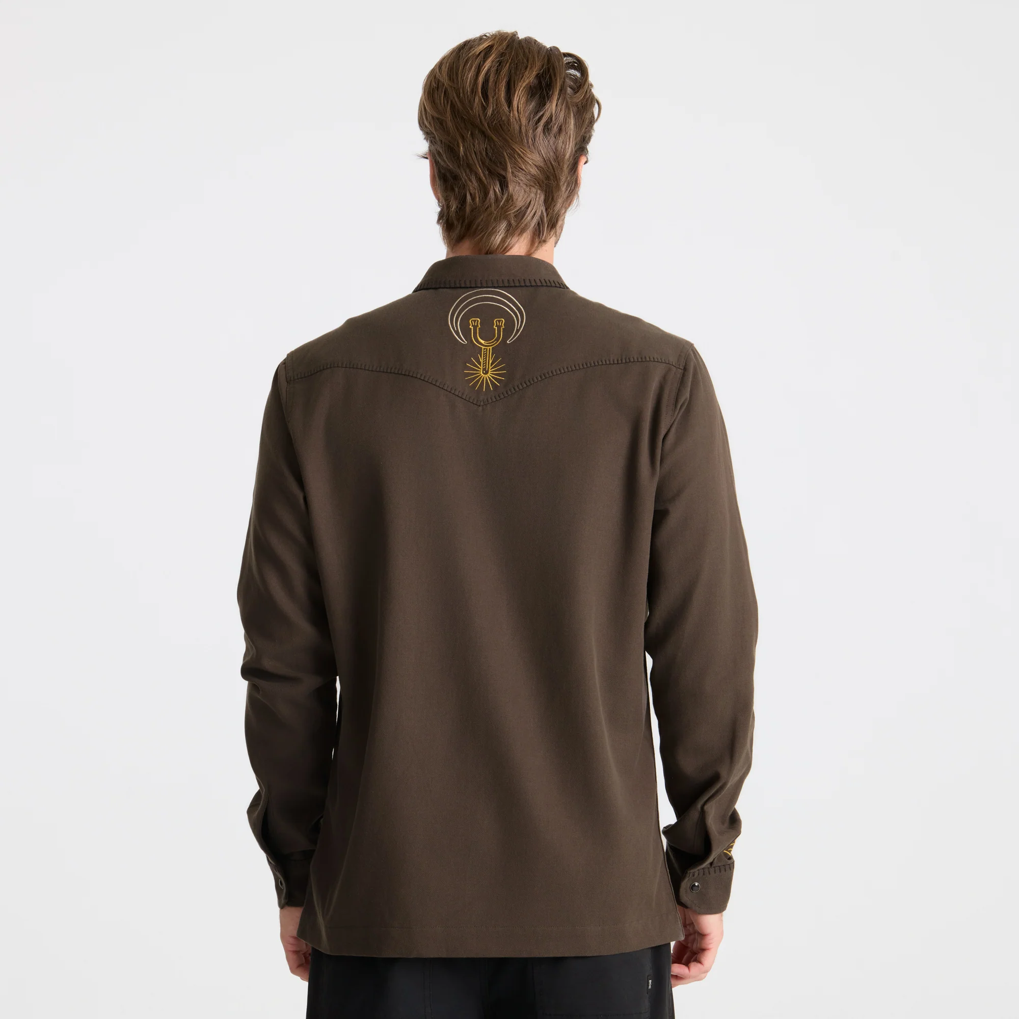 On the Range Long Sleeve Button Up Shirt - Dark Brown - Image 5