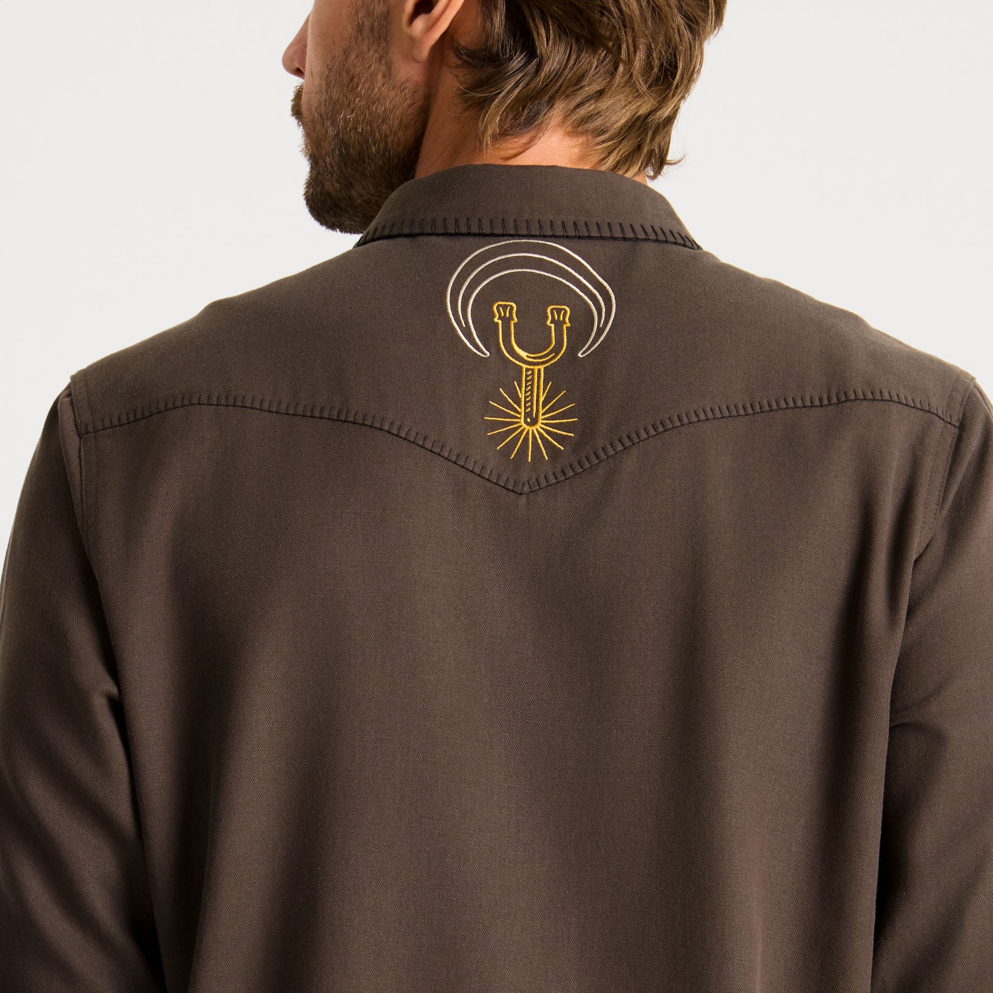 On the Range Long Sleeve Button Up Shirt - Dark Brown - Image 6