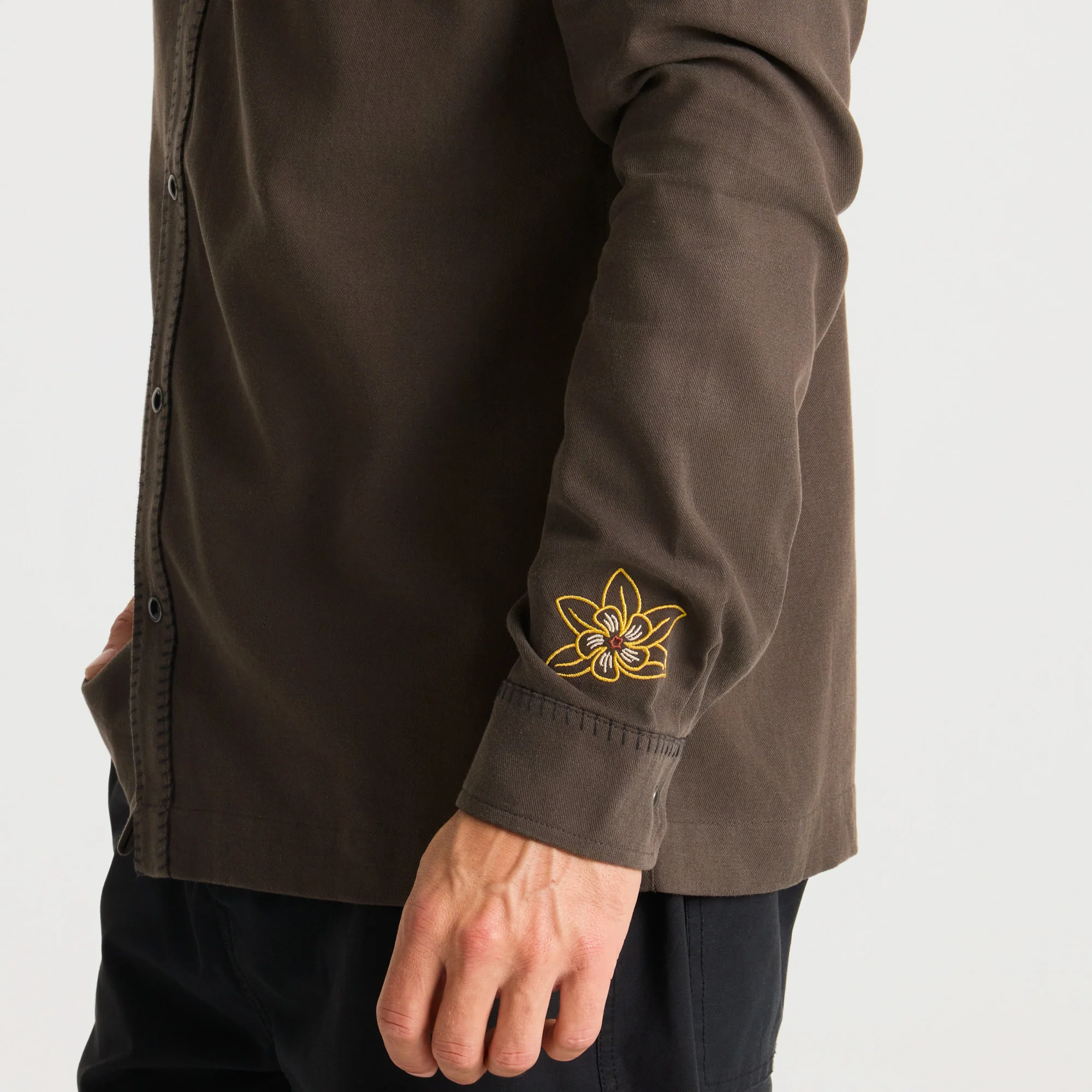 On the Range Long Sleeve Button Up Shirt - Dark Brown - Image 7