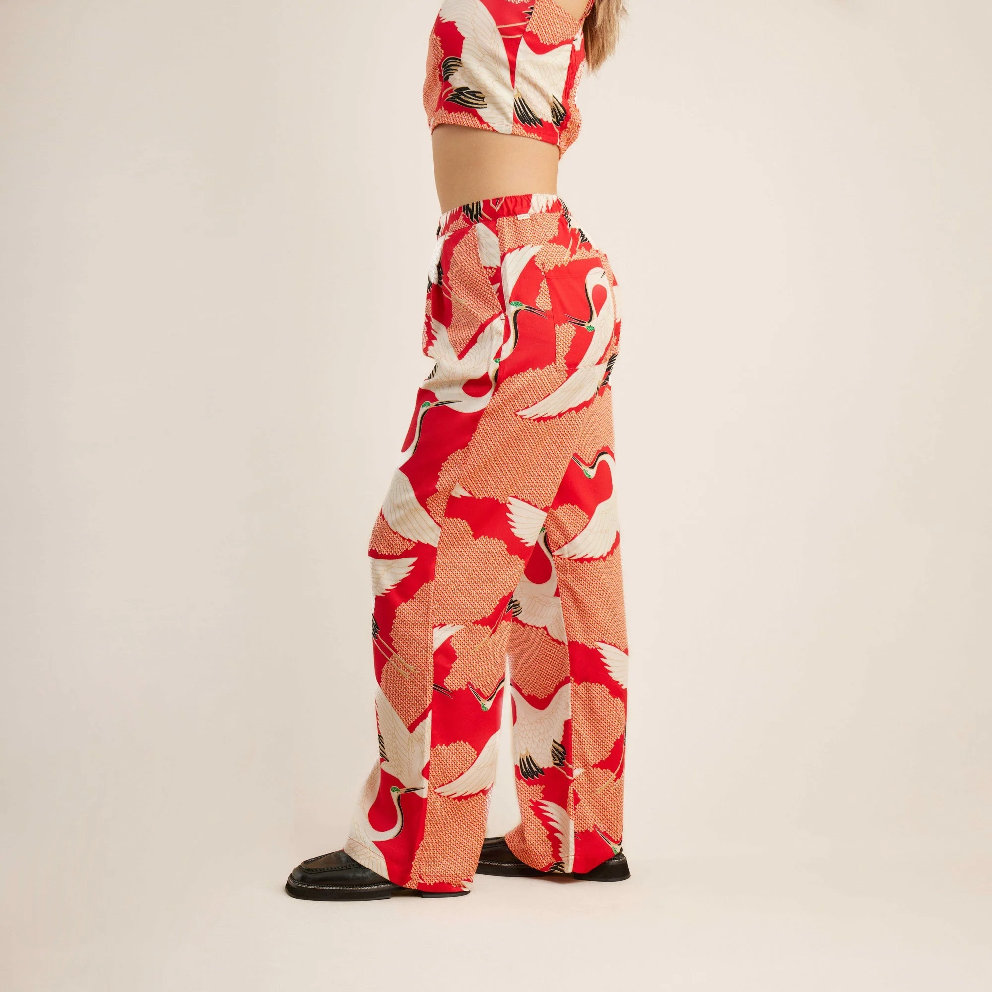 PIC Pants - Bright Red Vintage Crane - Image 2