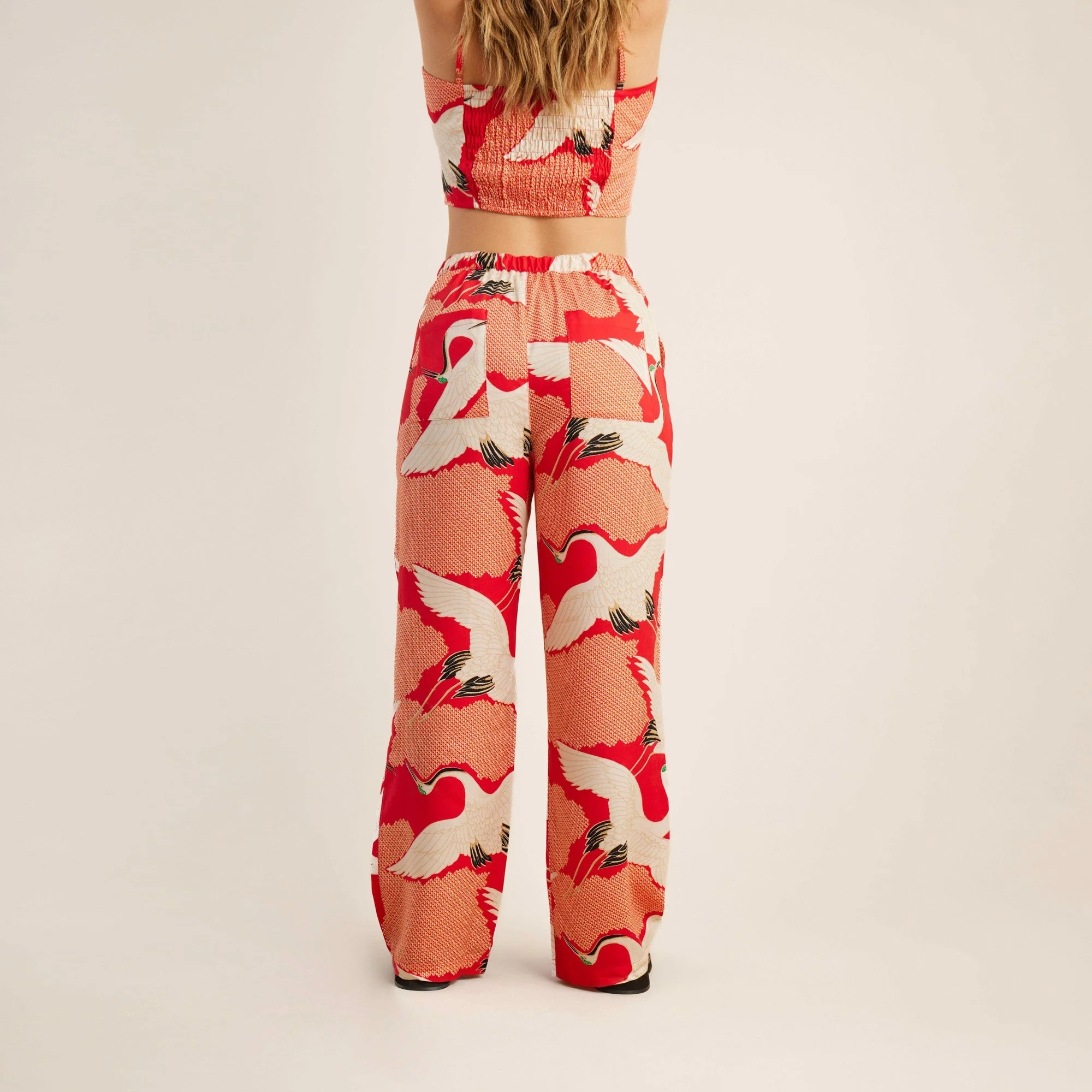 PIC Pants - Bright Red Vintage Crane - Image 3