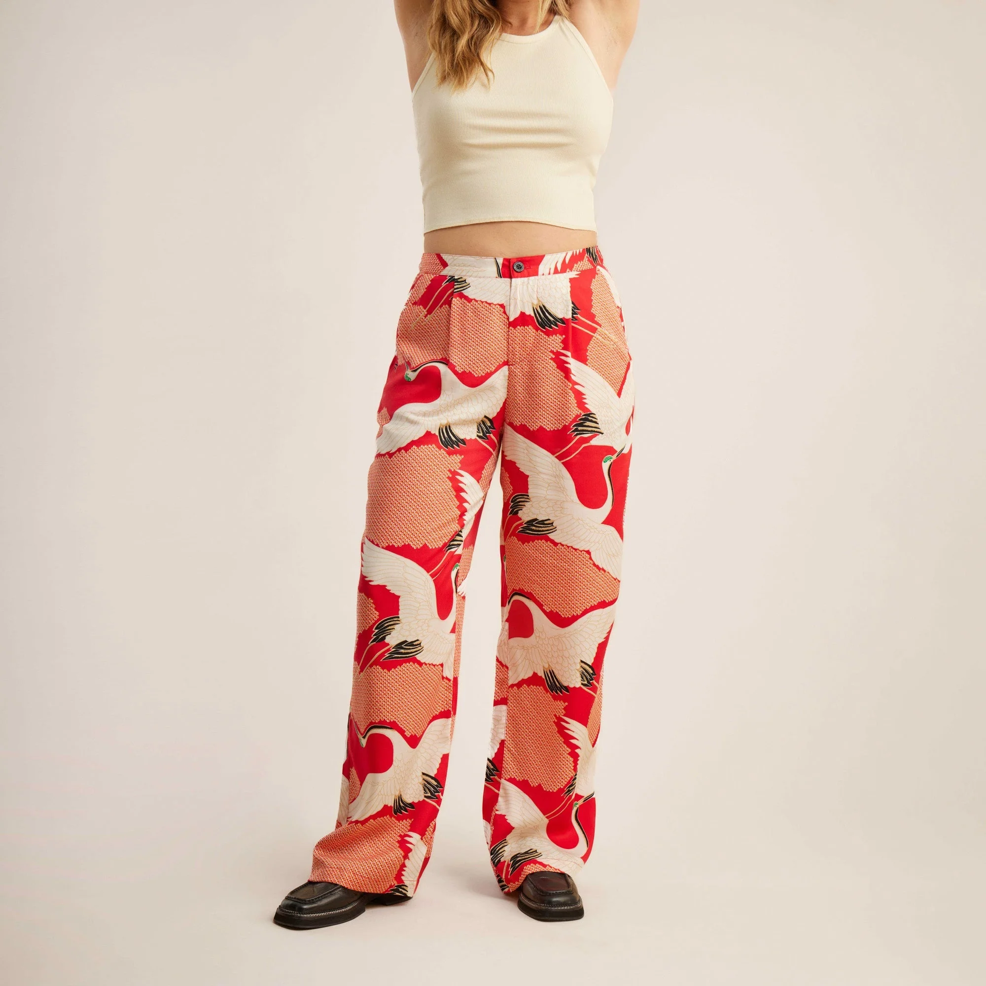 PIC Pants - Bright Red Vintage Crane - Image 5